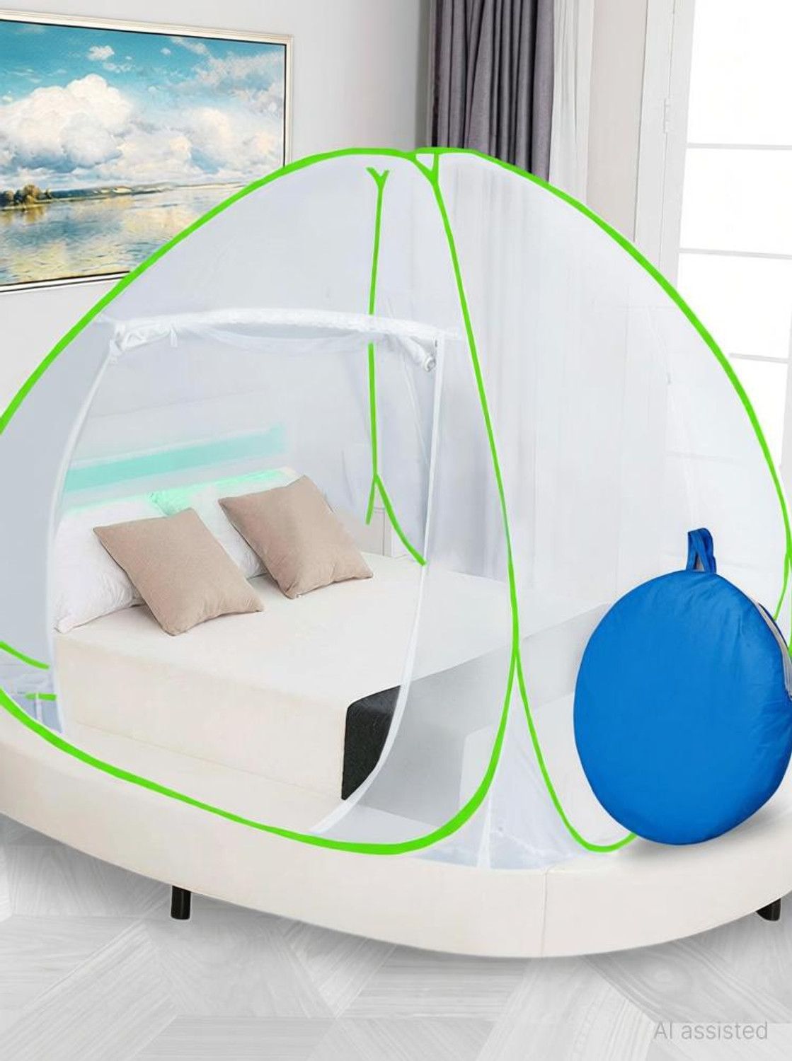 Image of Flipkart SmartBuy FSB-MN-P-K-D-GREEN AA Polyester Washable Adults Mosquito Net (Green, Tent)