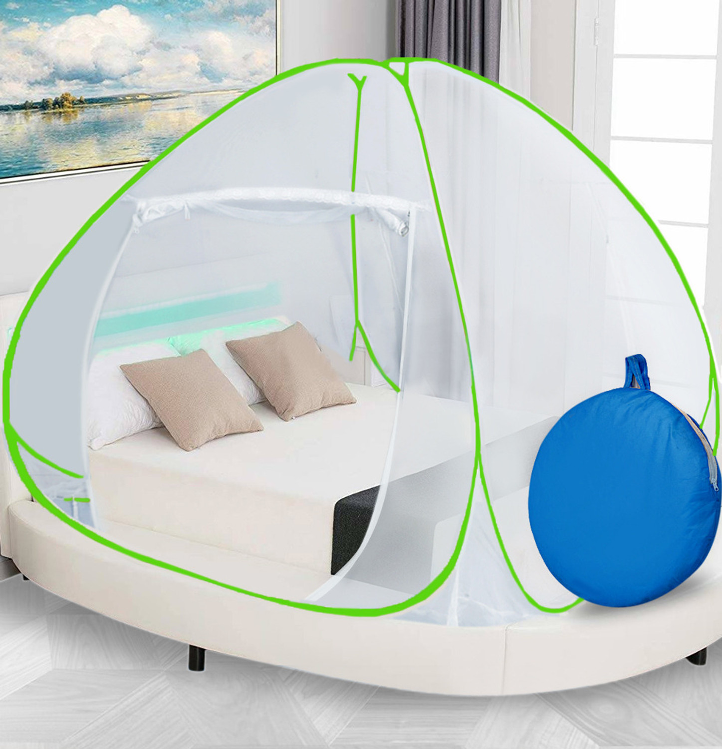 Image of Flipkart SmartBuy FSB-MN-P-K-D-GREEN AA Polyester Washable Adults Mosquito Net (Green, Tent)