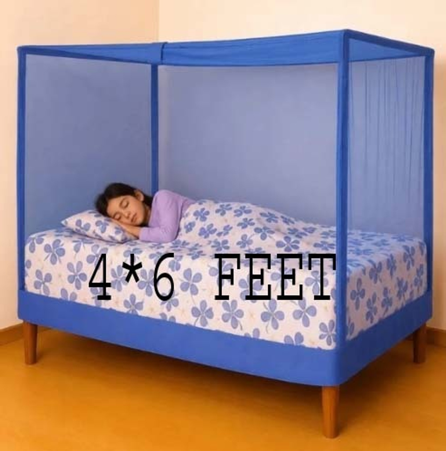 Image of Meelarck Single bed mosquito protection net (MN-12)4ftx6ft} machhardani /masari HDPE - High Density Poly Ethylene Washable Adults Mosquito Net (Purple, Bed Box)