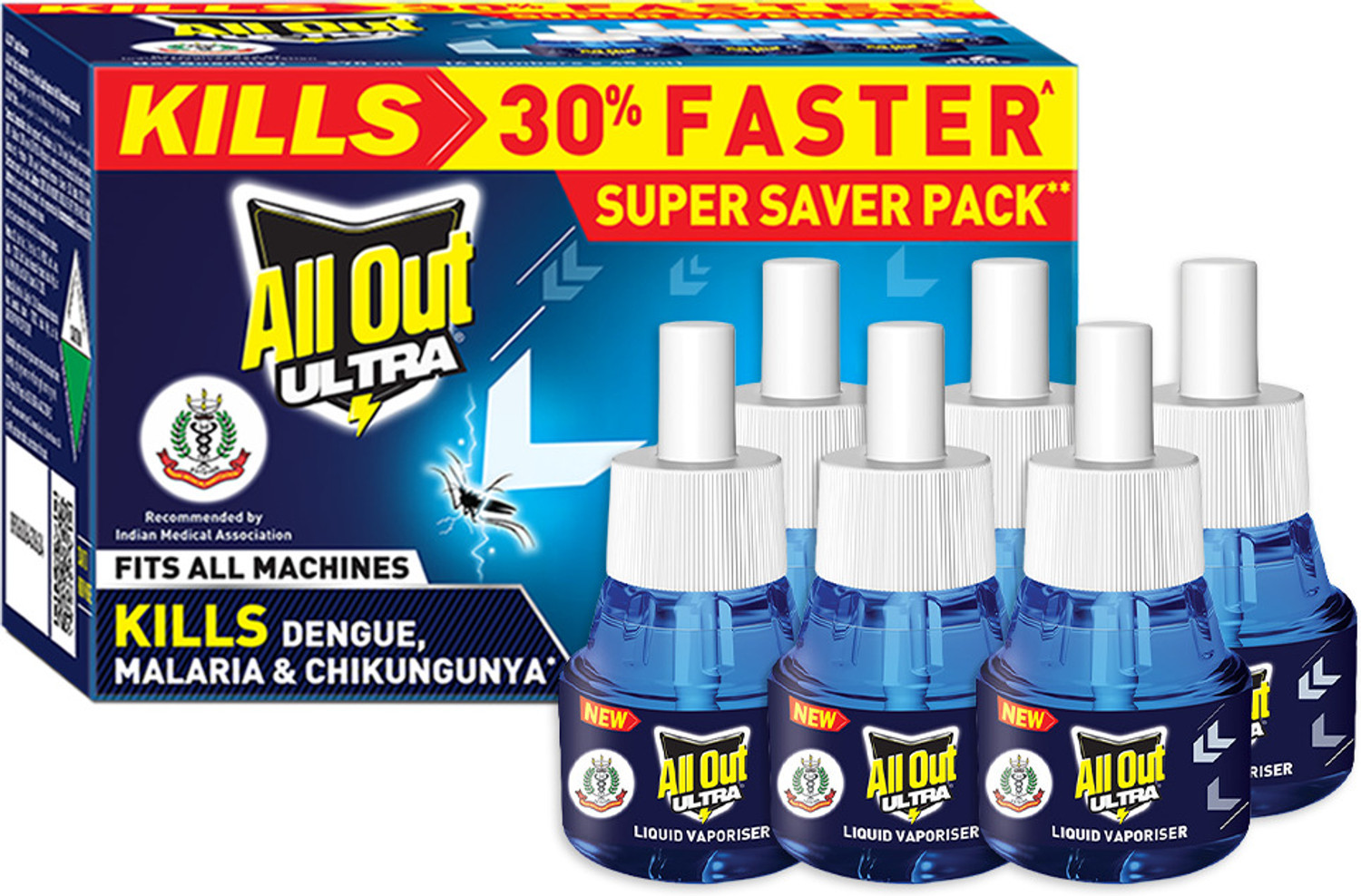 Image of All Out 200201 Mosquito Vaporiser Refill (8 x 45 ml)