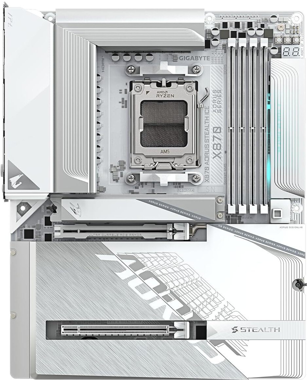 Image of GIGABYTE X870 AORUS Stealth ICE AM5Socket ATX AMD X870 Chipset DDR5 Motherboard for Desktop