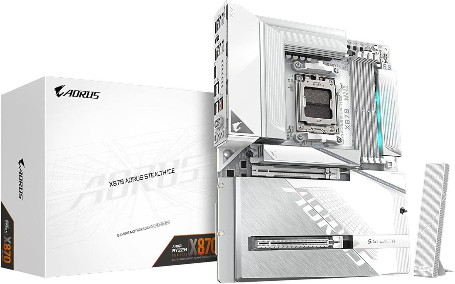 Image of GIGABYTE X870 AORUS Stealth ICE AM5Socket ATX AMD X870 Chipset DDR5 Motherboard for Desktop