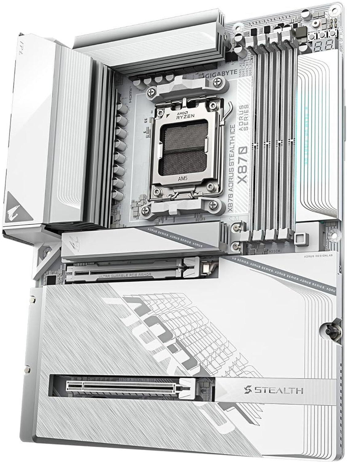 Image of GIGABYTE X870 AORUS Stealth ICE AM5Socket ATX AMD X870 Chipset DDR5 Motherboard for Desktop