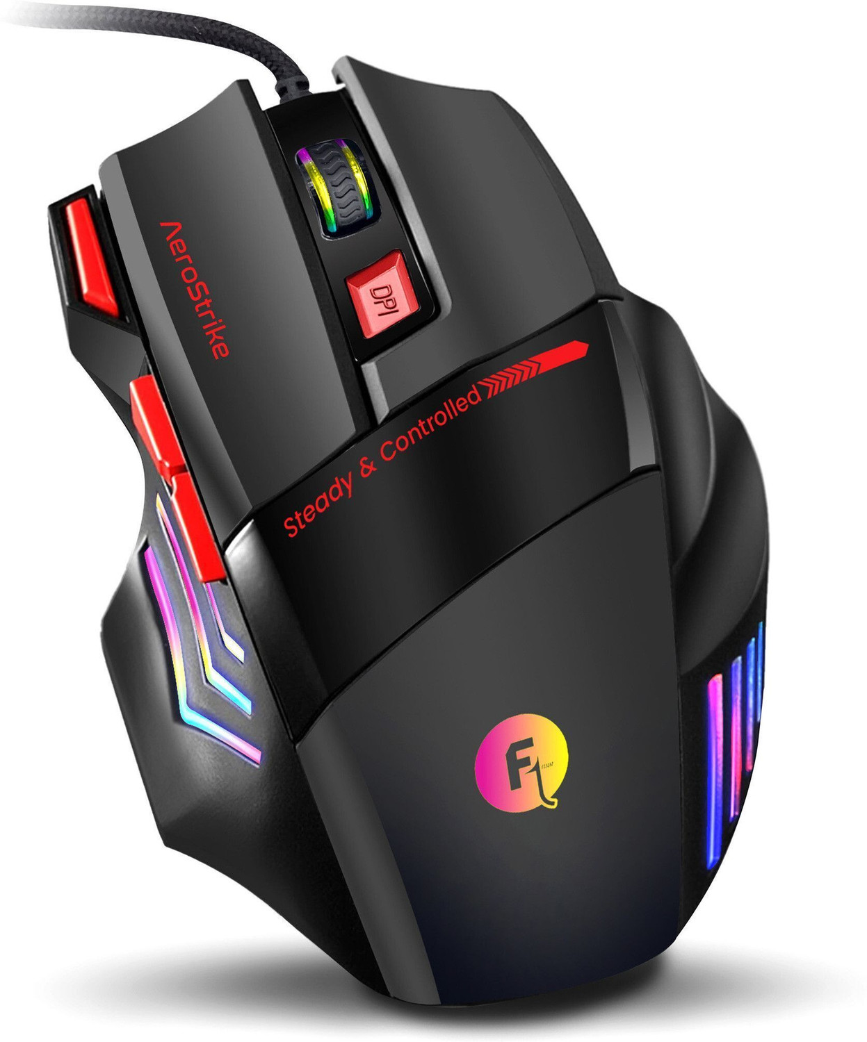 Image of Frontech Wired USB Mouse | 3 Handy Buttons | Scroll Wheel 1200 DPI | MS-0103 Wired Ambidextrous Optical Mouse (USB 2.0, Grey)