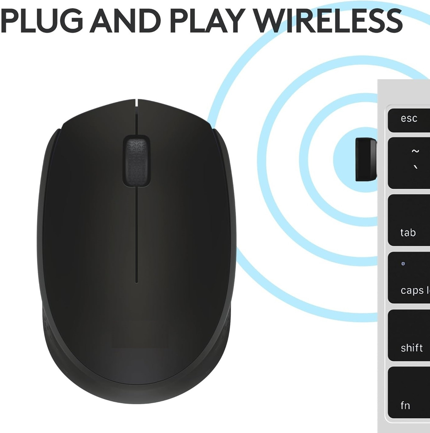 Image of Iogitech B170 Wireless Mouse with USB Receiver,(Black) Wireless Ambidextrous Optical Gaming Mouse (USB 2.0, Black)