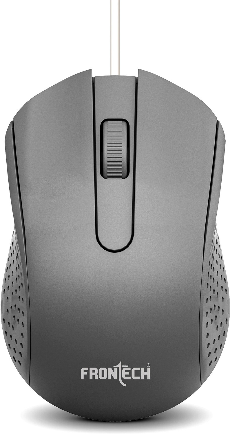 Image of Frontech Wired USB Mouse | 3 Handy Buttons | Scroll Wheel 1200 DPI | MS-0103 Wired Ambidextrous Optical Mouse (USB 2.0, Grey)