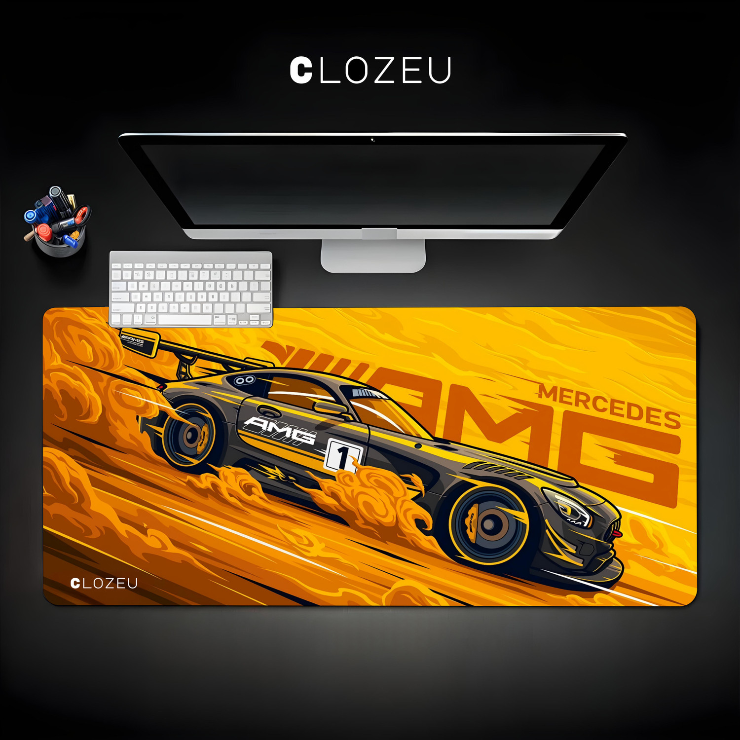 Image of Matnex British Racing Green Luxury F1 Spirit Extended Mat - 11x23 inch, 3mm thickness Non Slip Base Mousepad (Astonmartin)