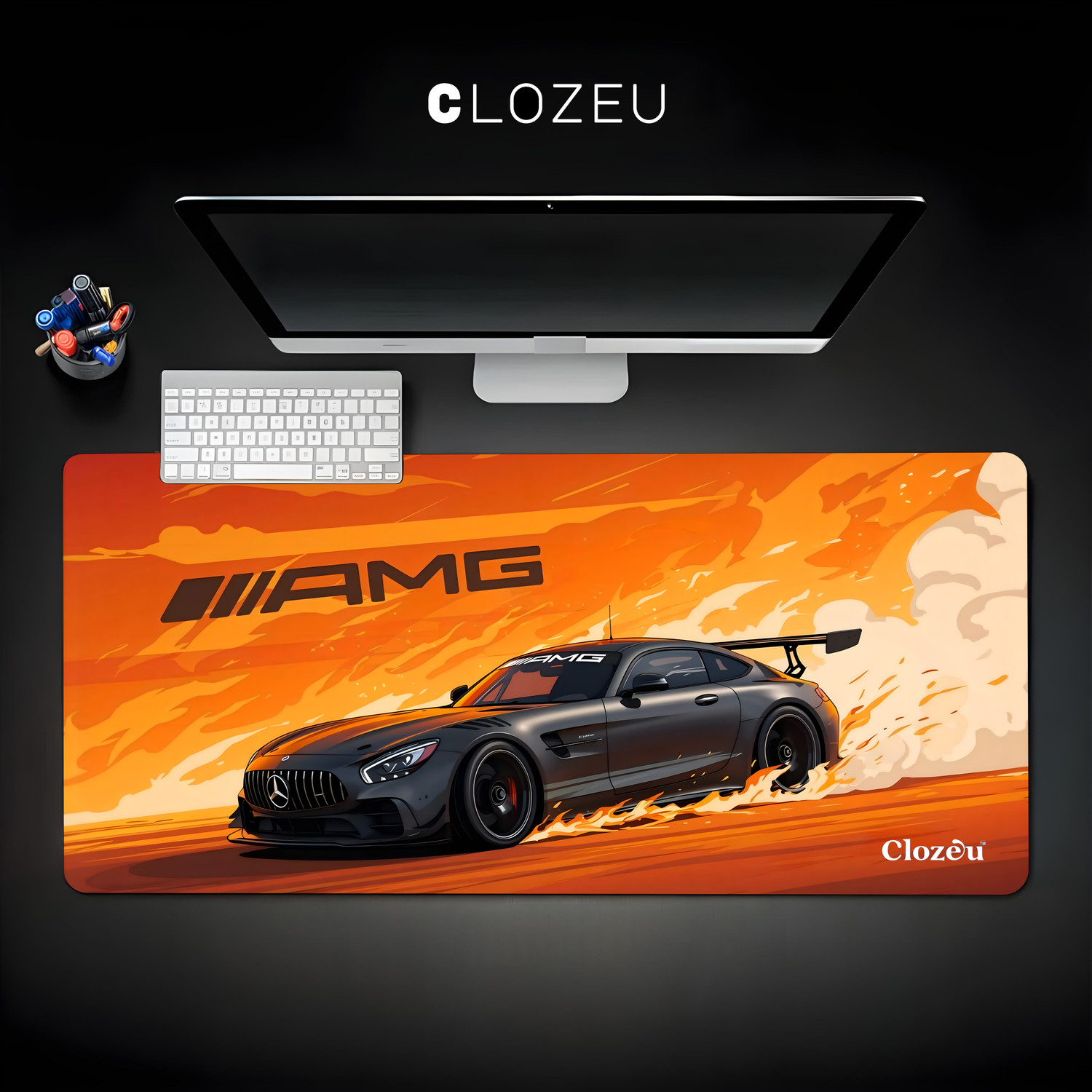 Image of Matnex British Racing Green Luxury F1 Spirit Extended Mat - 11x23 inch, 3mm thickness Non Slip Base Mousepad (Astonmartin)