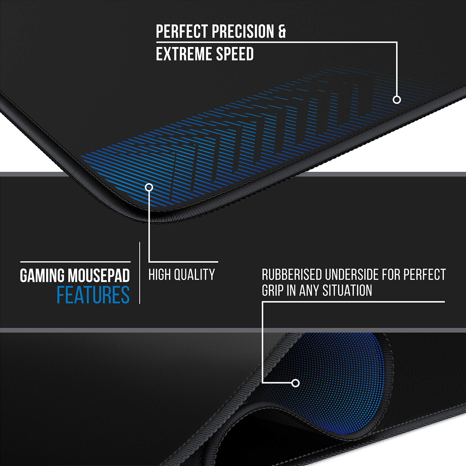Image of STORITE 5mm Thickness Extra Large Size (1200x600mm) Speed Type Extended Gaming Desk Pad Non Slip Base Mousepad (Black)