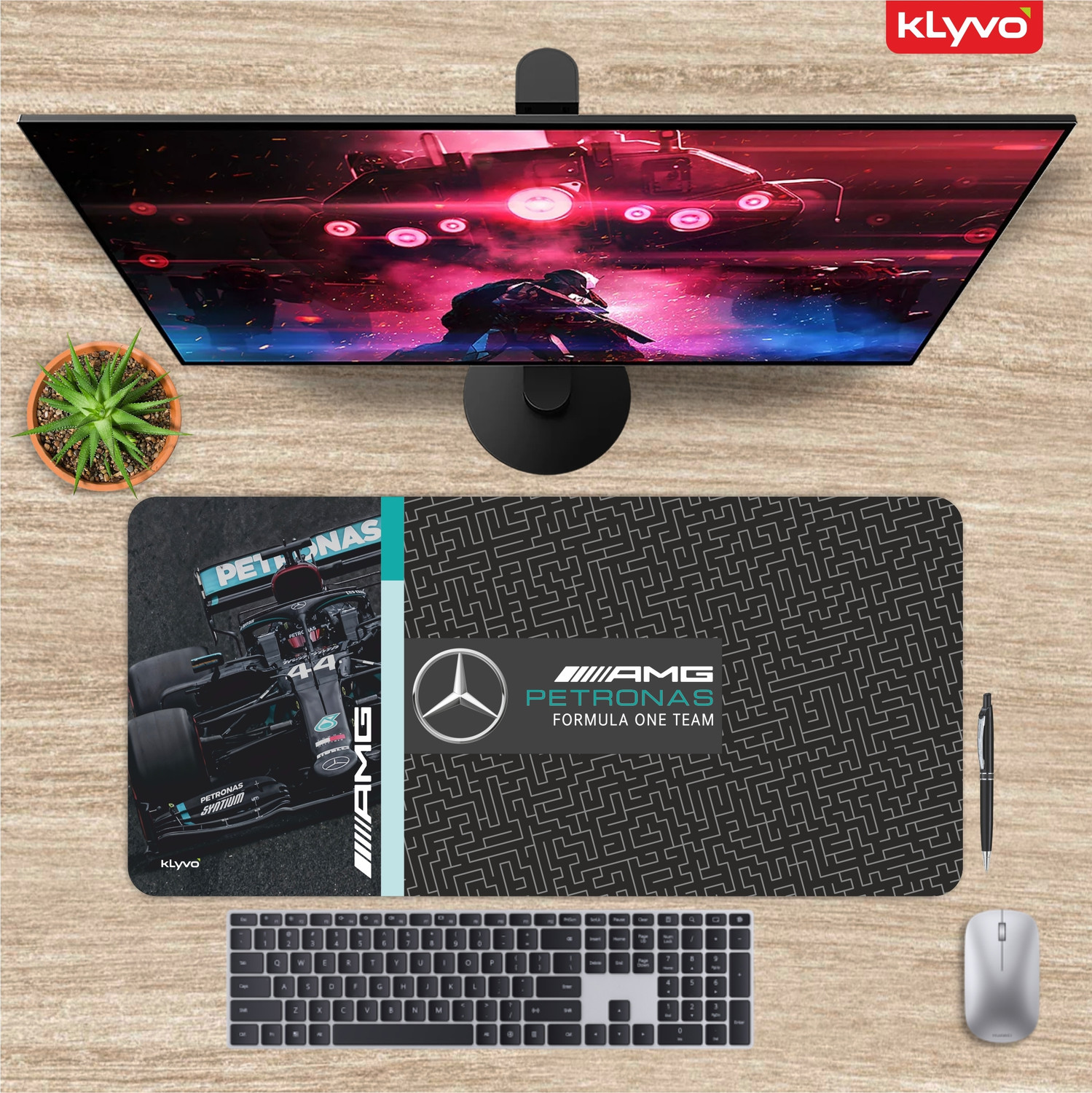 Image of Matnex British Racing Green Luxury F1 Spirit Extended Mat - 11x23 inch, 3mm thickness Non Slip Base Mousepad (Astonmartin)