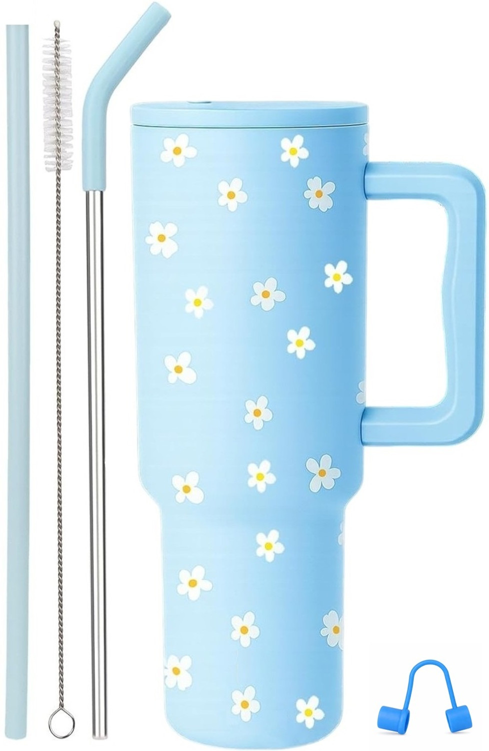 Image of luxoramarts Double Insulated Hot & Cold Drink Leakproof with Handle & Reusable Straw Sipper Stainless Steel Tumbler (1200 ml)