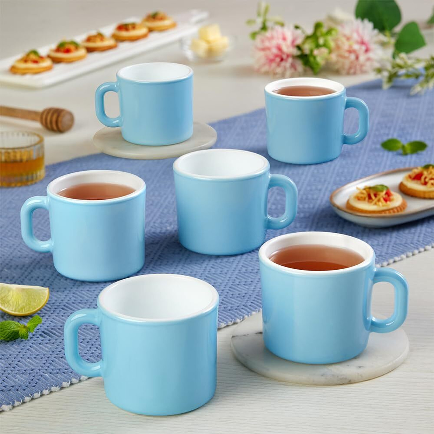 Image of Larah by Borosil Forest Tea /Coffees, Bone Ash Free Crockery Set Ideal For Daily Use & Gifting Opalware Coffee Mug (180 ml, Pack of 6)