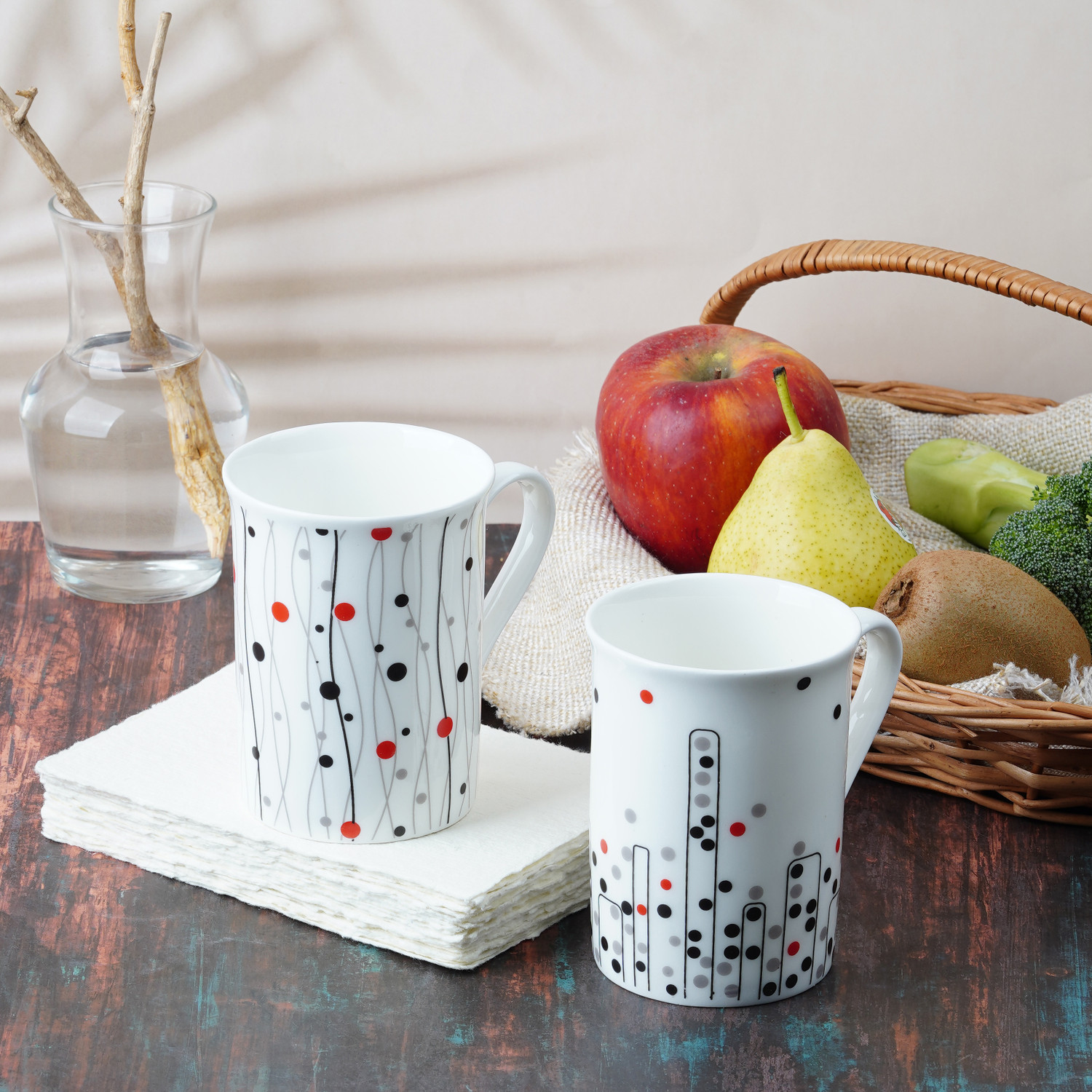 Image of DANDY LINES PANAMA 90016 Bone China Coffee Mug (329 ml, Pack of 4)