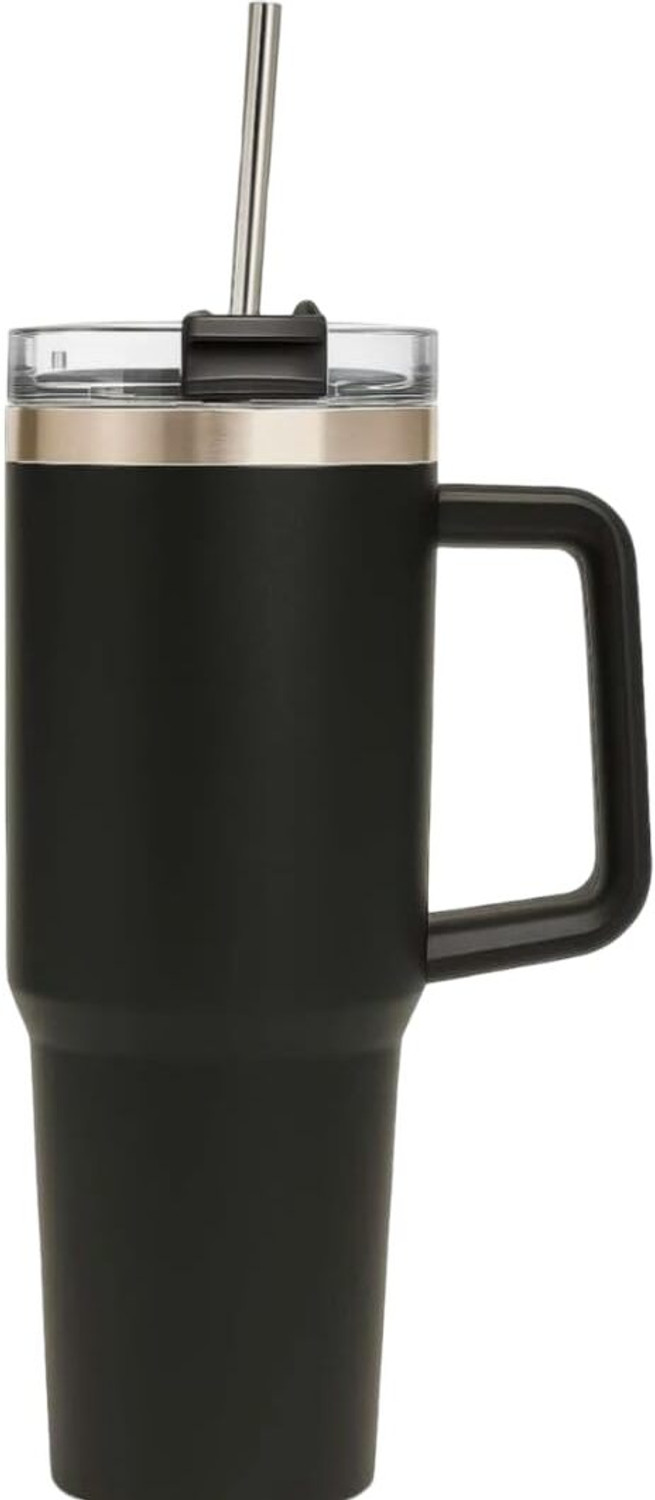 Image of luxoramarts Double Insulated Hot & Cold Drink Leakproof with Handle & Reusable Straw Sipper Stainless Steel Tumbler (1200 ml)