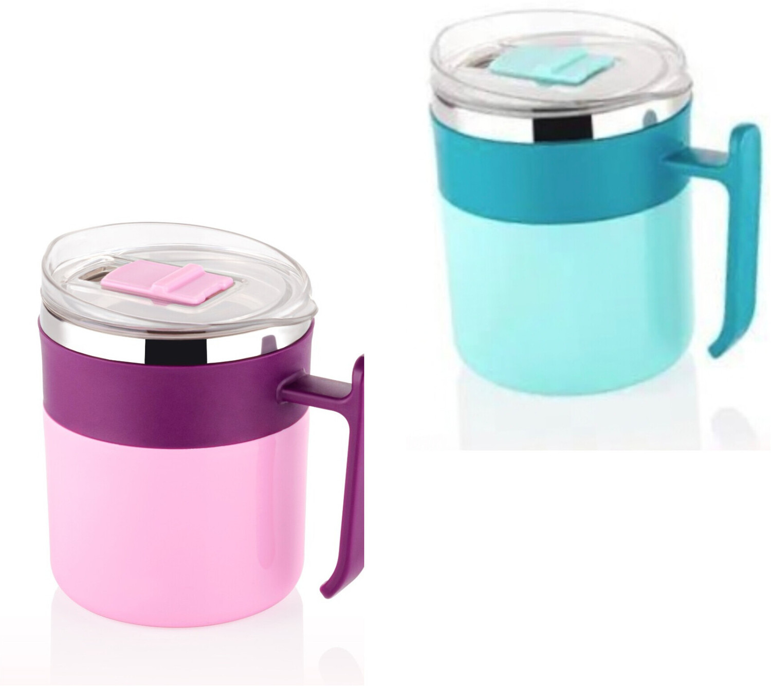 Image of Auriva Unbreakable Double Wall with Handle & Lid, Keeps Beverages Hot & Cold Stainless Steel Coffee Mug (300 ml, Pack of 2)