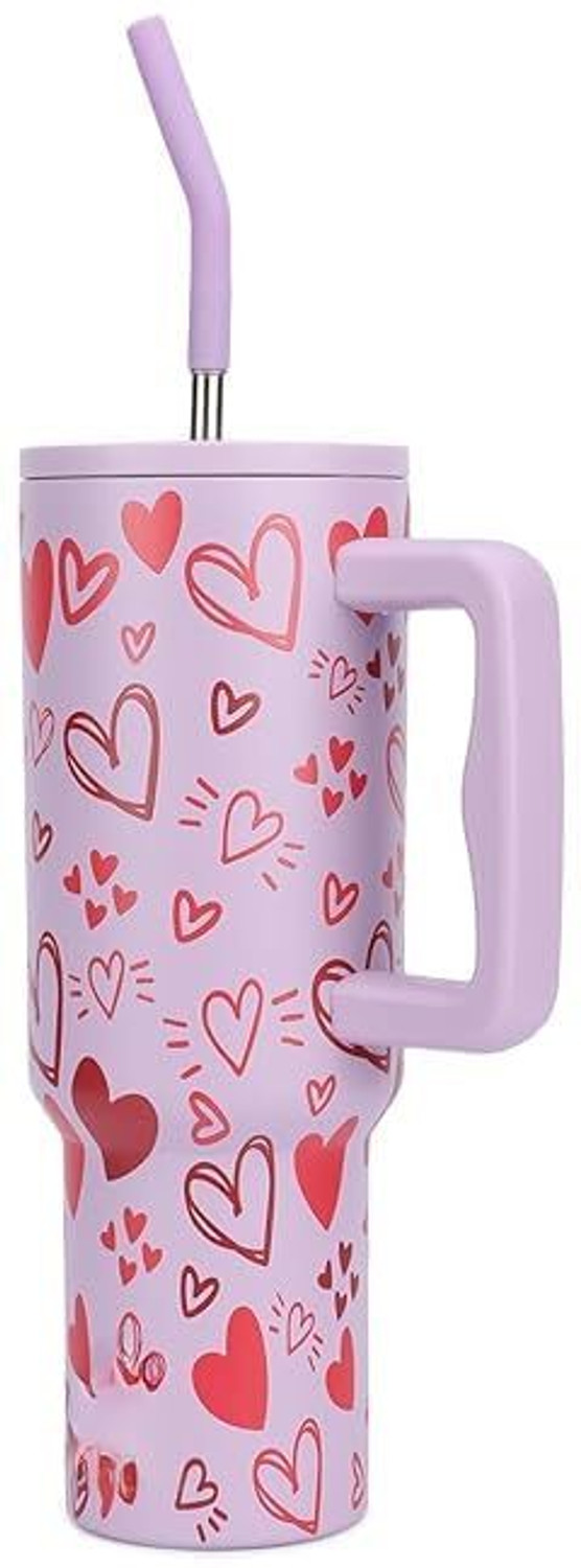Image of MYOZ Stainless Steel Vacuum Double Insulated Tumbler with Lid, Handle & Straw 1200 ml Stainless Steel Bottle (Pack of 1, Pink)