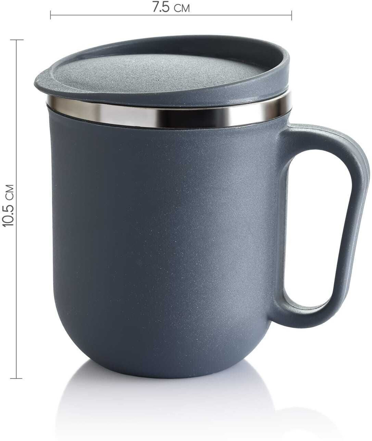 Image of Auriva Unbreakable Double Wall with Handle & Lid, Keeps Beverages Hot & Cold Stainless Steel Coffee Mug (300 ml, Pack of 2)