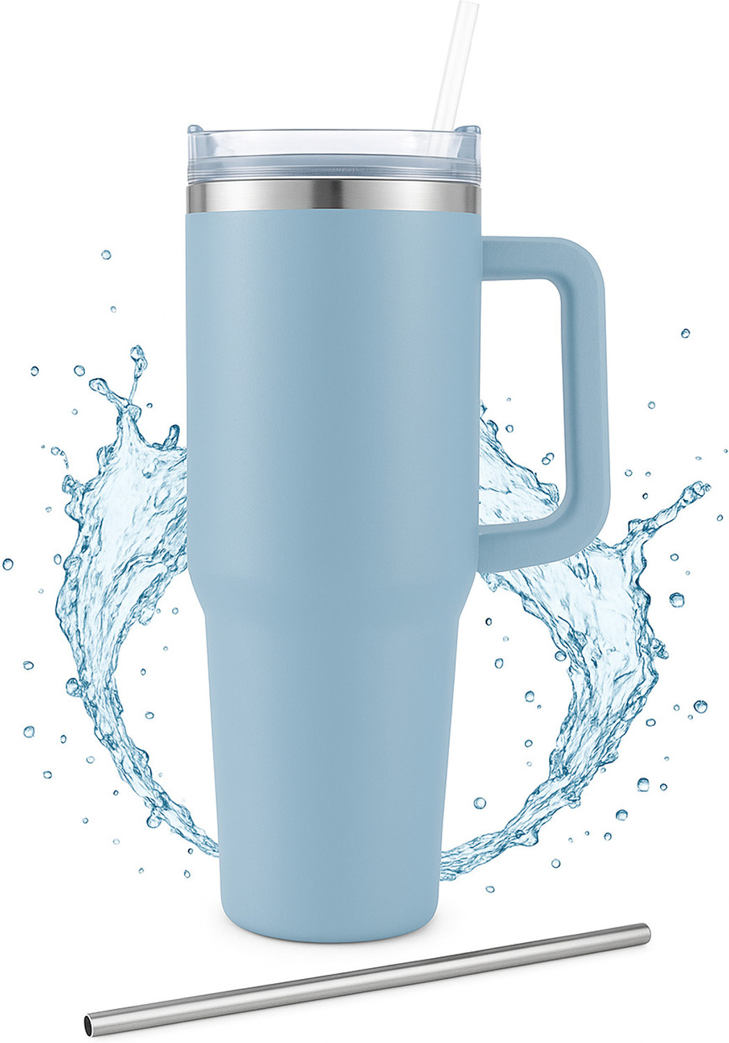Image of luxoramarts Double Insulated Hot & Cold Drink Leakproof with Handle & Reusable Straw Sipper Stainless Steel Tumbler (1200 ml)