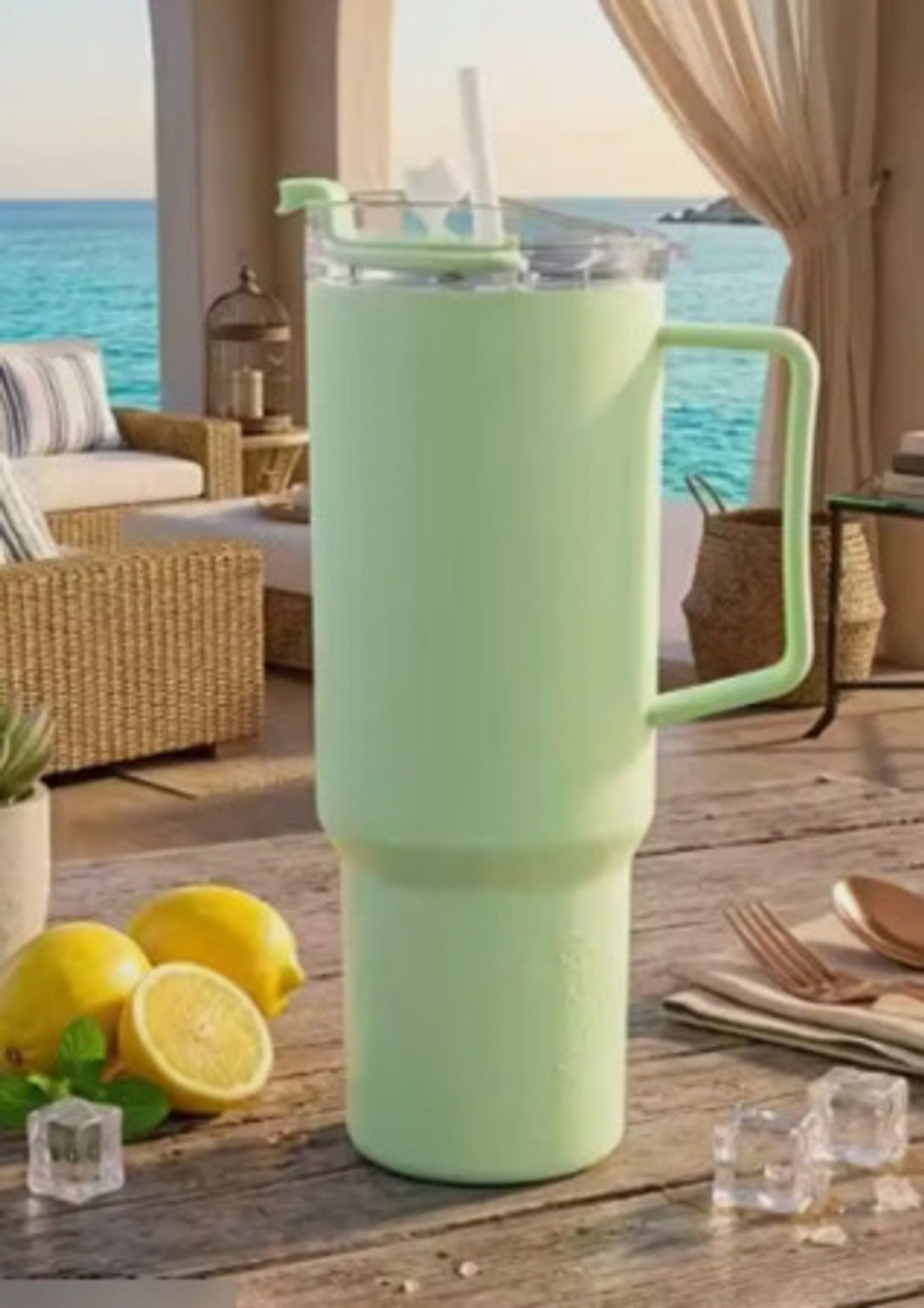 Image of Future shop Stainless Steel Insulated Travel Tumbler with Handle, Straw & Leak-Resistant Lid Stainless Steel Tumbler (1200 ml)