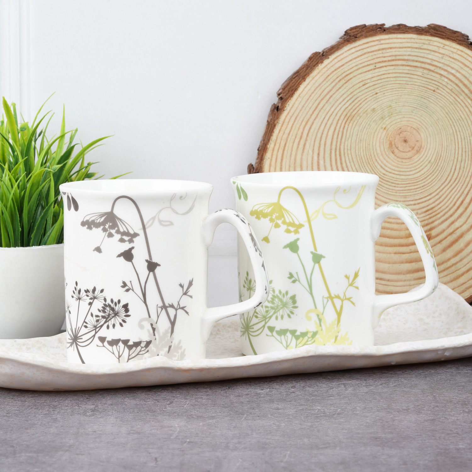Image of DANDY LINES PANAMA 90016 Bone China Coffee Mug (329 ml, Pack of 4)