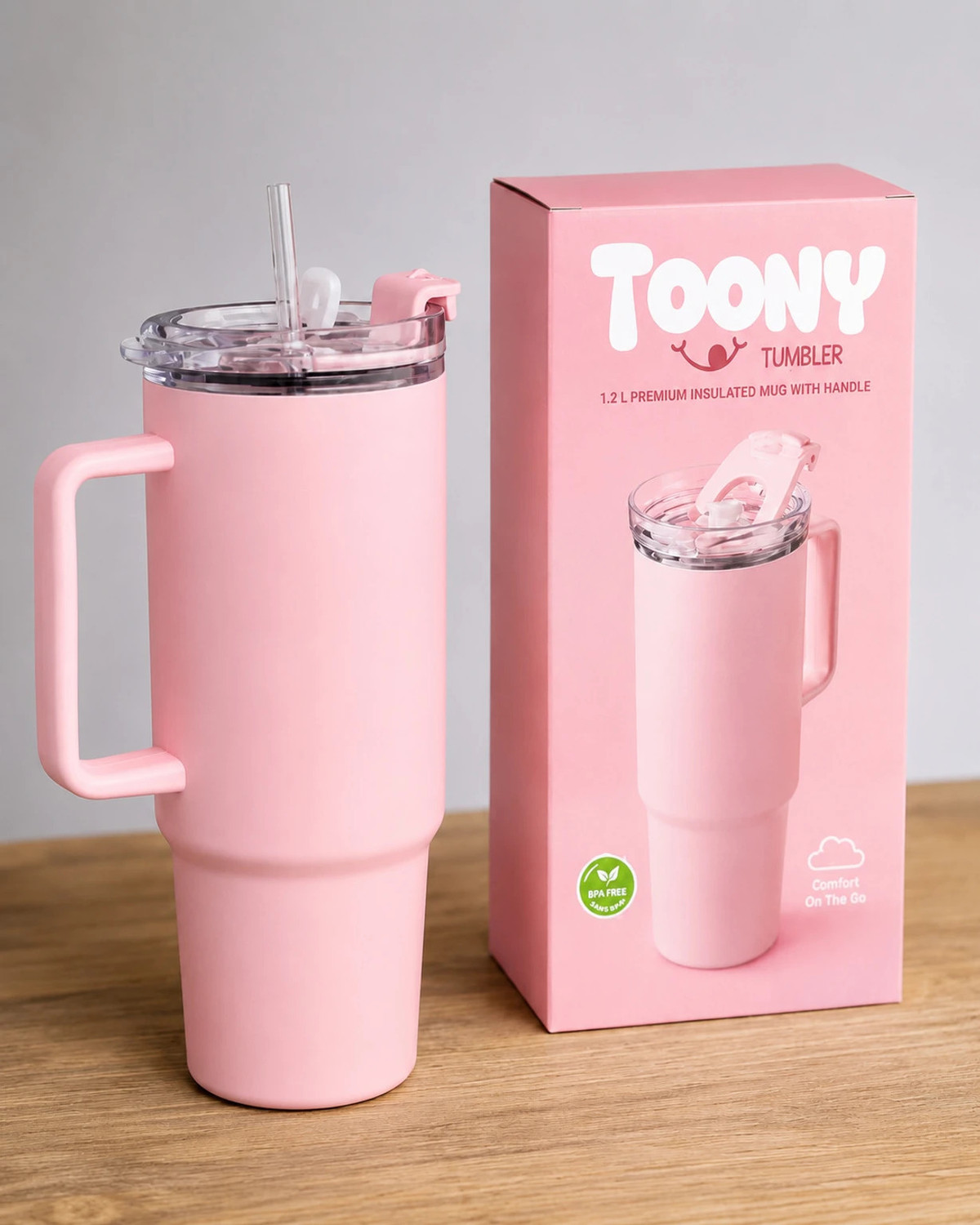Image of Future shop Stainless Steel Insulated Travel Tumbler with Handle, Straw & Leak-Resistant Lid Stainless Steel Tumbler (1200 ml)