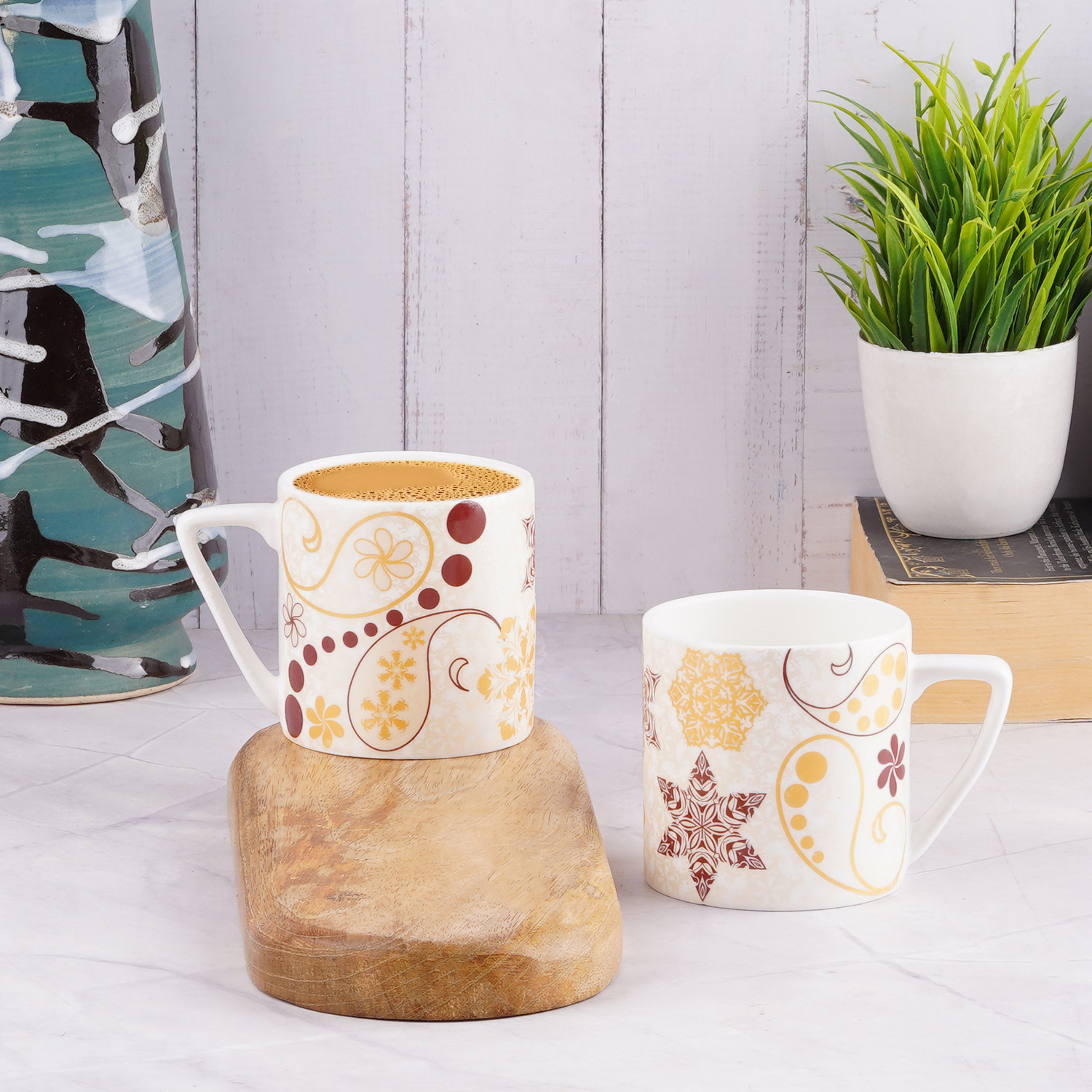 Image of DANDY LINES PANAMA 90016 Bone China Coffee Mug (329 ml, Pack of 4)