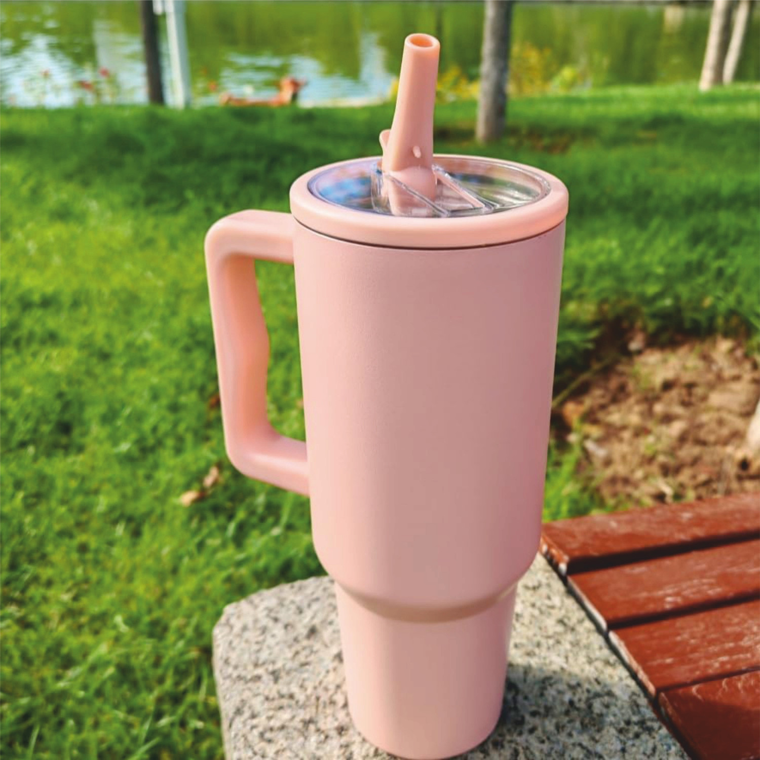 Image of luxoramarts Double Insulated Hot & Cold Drink Leakproof with Handle & Reusable Straw Sipper Stainless Steel Tumbler (1200 ml)