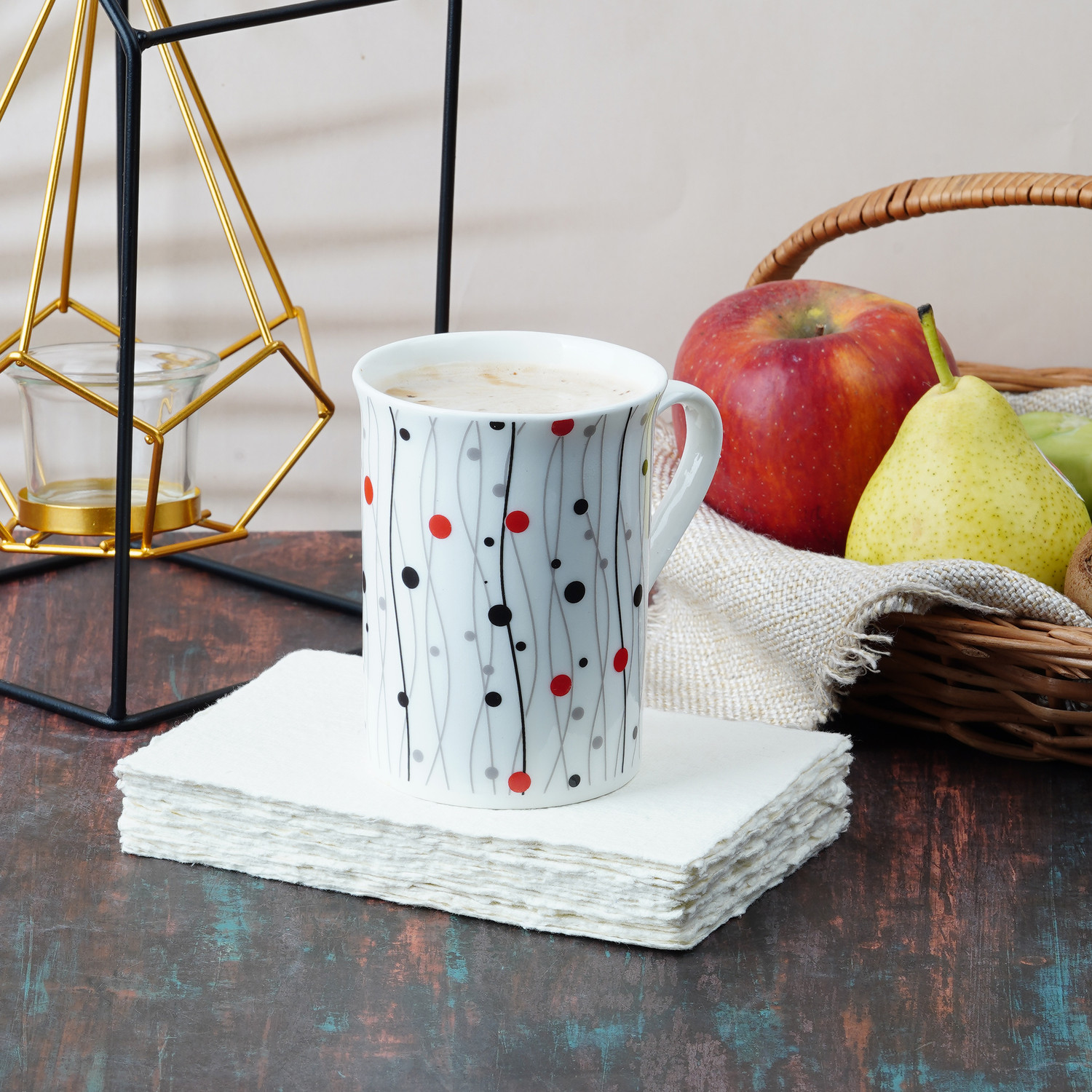 Image of DANDY LINES PANAMA 90016 Bone China Coffee Mug (329 ml, Pack of 4)
