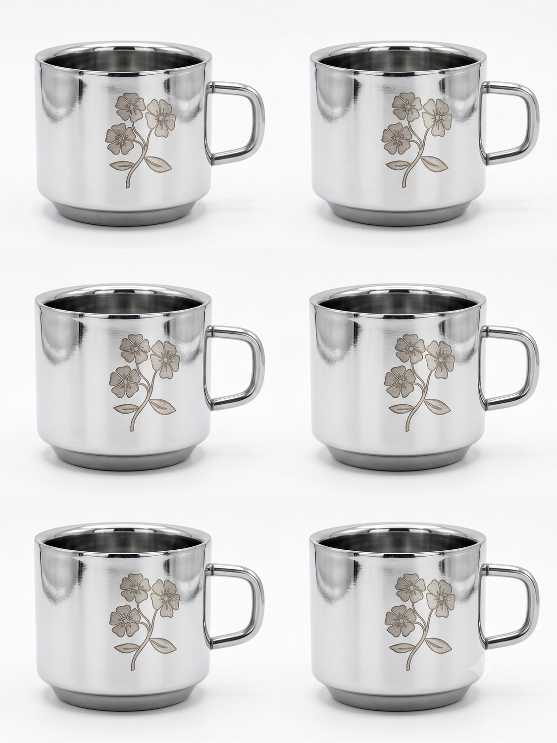 Image of Larah by Borosil Forest Tea /Coffees, Bone Ash Free Crockery Set Ideal For Daily Use & Gifting Opalware Coffee Mug (180 ml, Pack of 6)