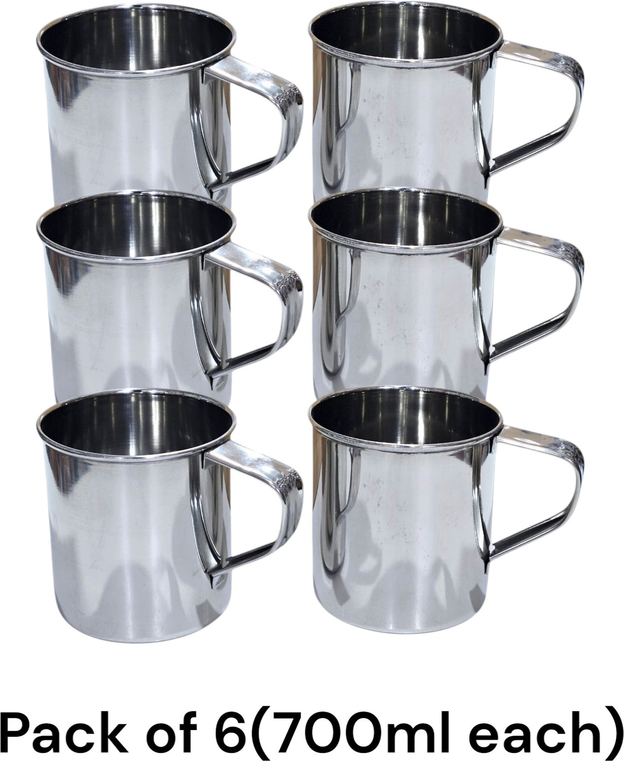 Image of Kitchen X Stainless Steel mug pack of 6, 700ml Stainless Steel Coffee Mug (700 ml, Pack of 6)