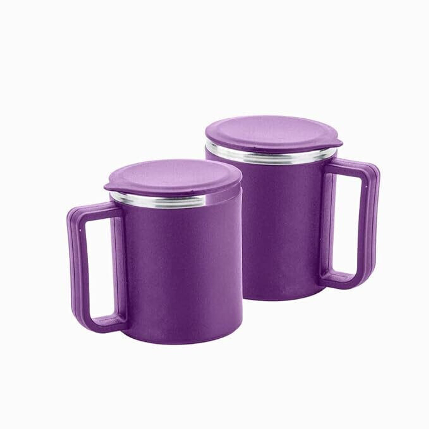 Image of Auriva Unbreakable Double Wall with Handle & Lid, Keeps Beverages Hot & Cold Stainless Steel Coffee Mug (300 ml, Pack of 2)