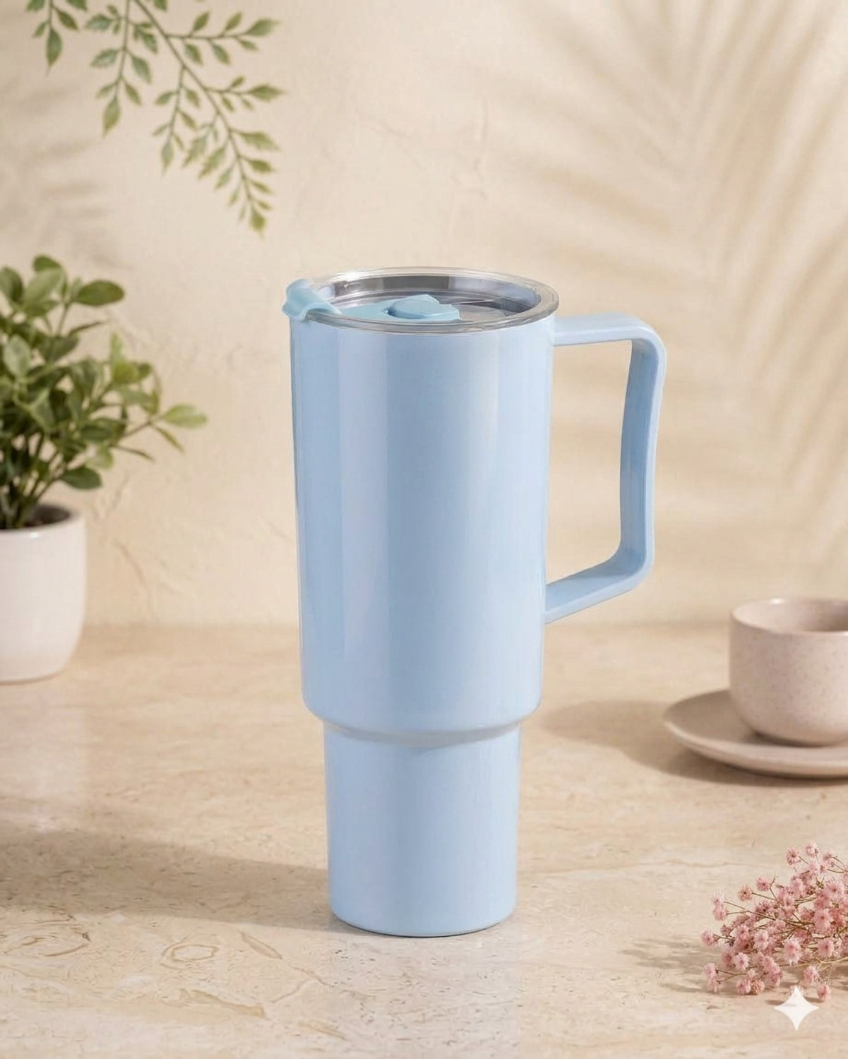 Image of Future shop Stainless Steel Insulated Travel Tumbler with Handle, Straw & Leak-Resistant Lid Stainless Steel Tumbler (1200 ml)