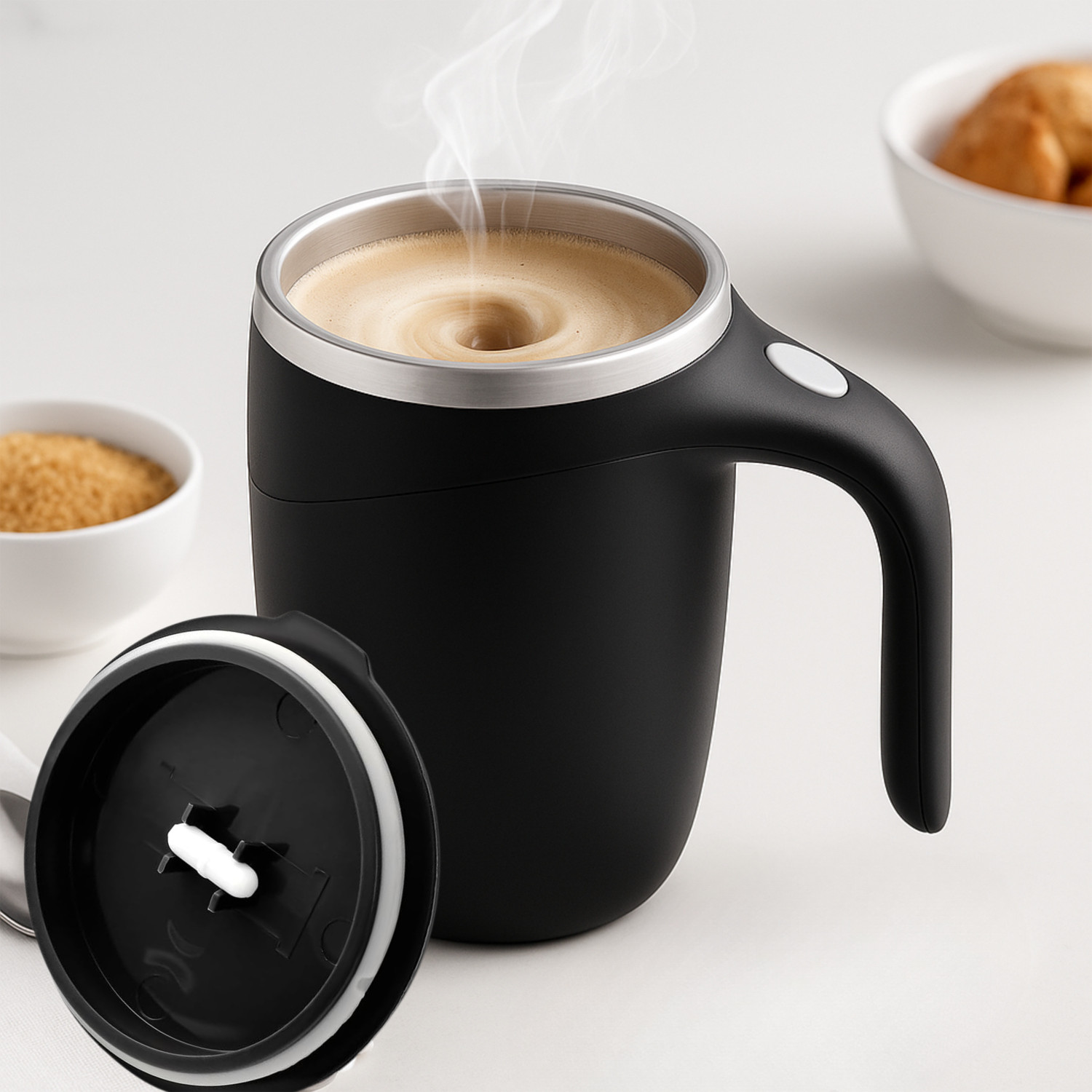 Image of Cartavya Luxury Magnetic Self-Stirring Travel Cup, For Coffee, Tea, Chocolate & More Stainless Steel Coffee Mug (380 ml)