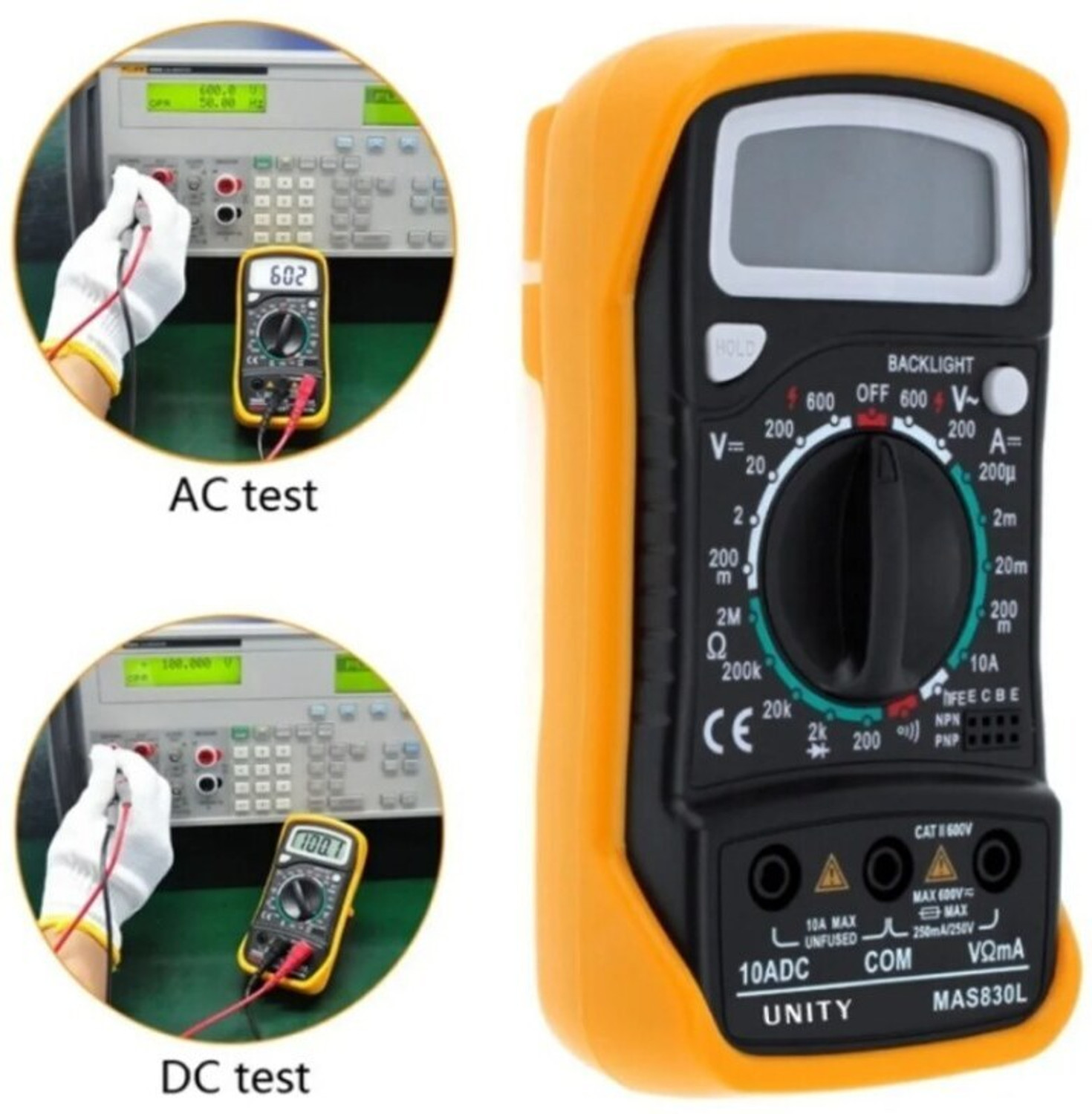 Image of AKT UNITY MAS830L Digital Multimeter (Orange 2000 Counts)