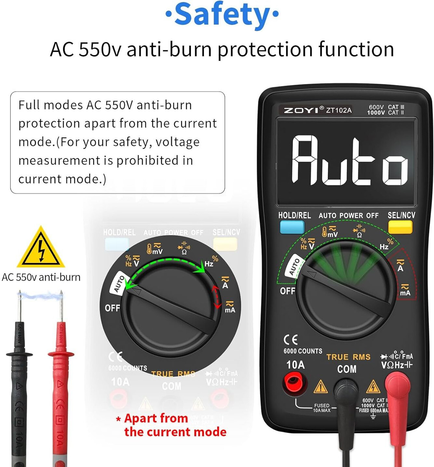 Image of Zotek ZT-102A Digital Multimeter (Black 6000 Counts)