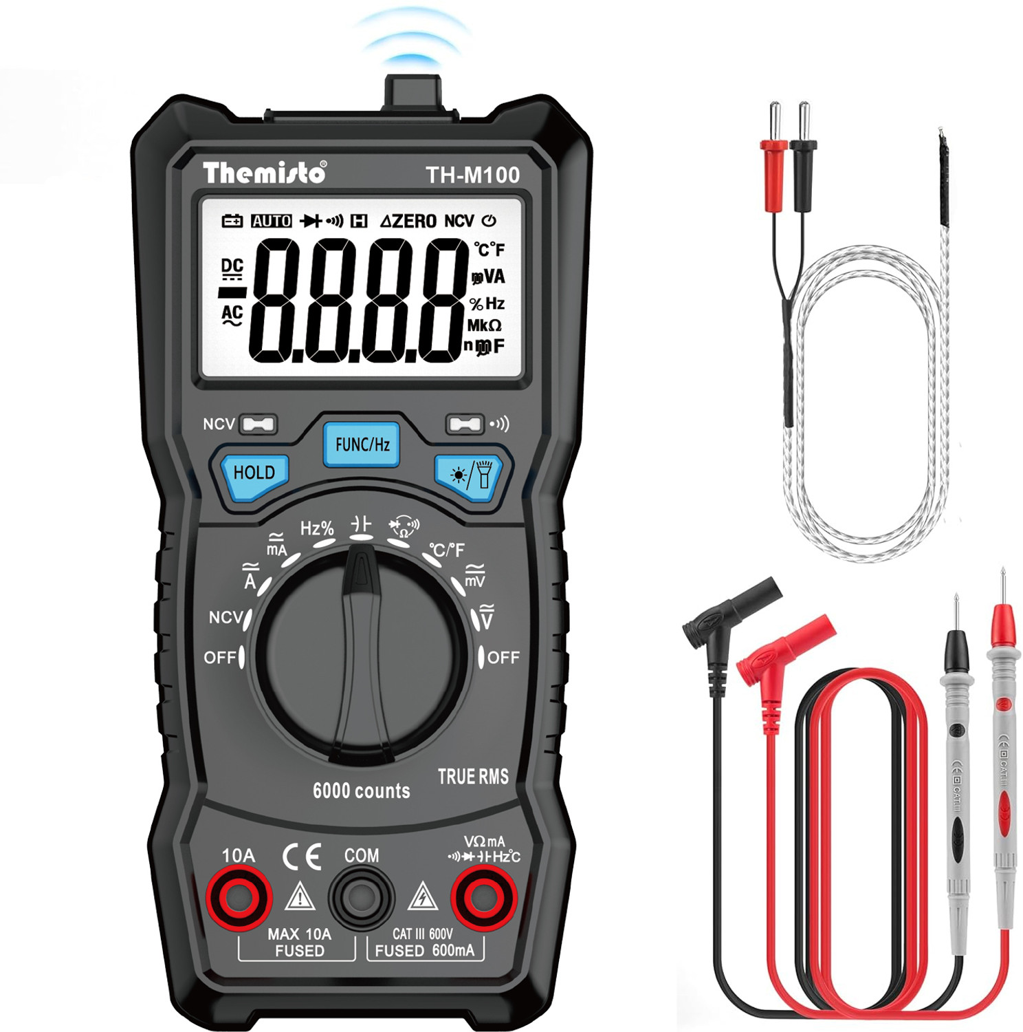 tHemiStO TH-M100 6000 Counts Digital Multimeter Black - Image 1