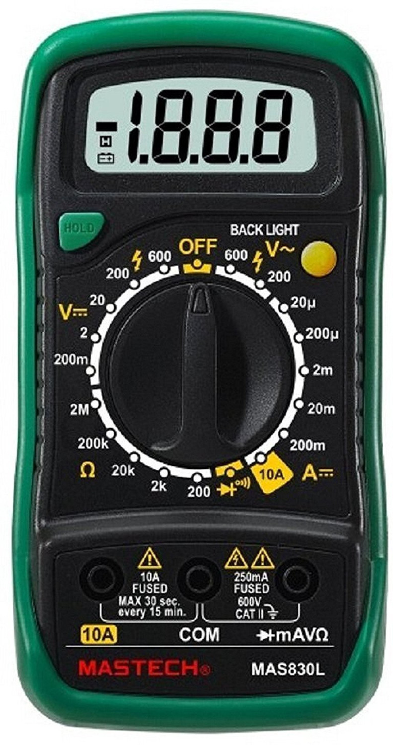 Image of AMICIKART Mastech MAS830L Digital Pocket Multimeter Digital Multimeter (Green 2000 Counts)