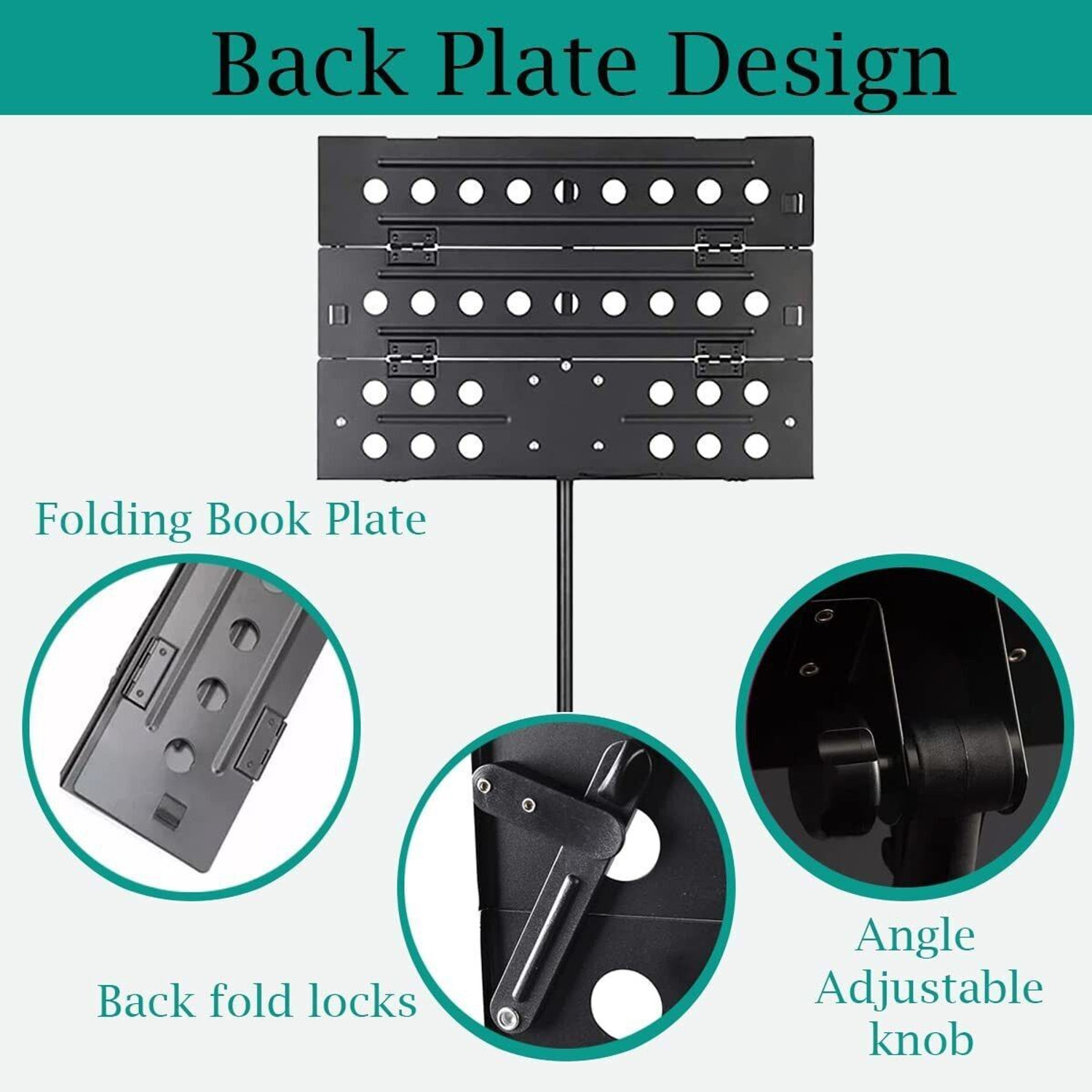 Image of TechBlaze Musical Sheet Notation Stand 3 Fold Black Metal Music Stand With Carry Bag Notation Stand