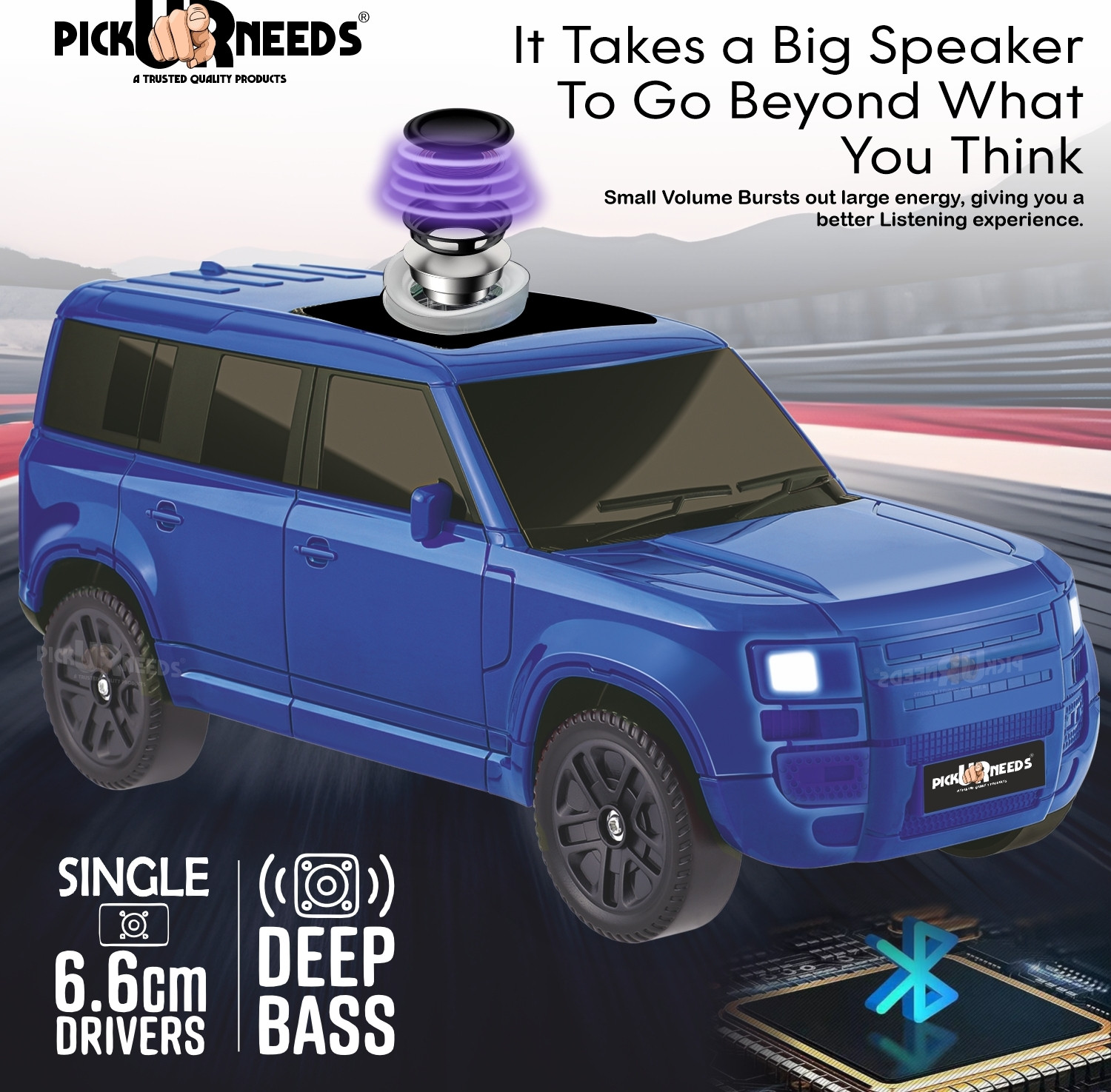 Pick Ur Needs Rechargeable Car Bluetooth Speaker 1200mAh - Image 1