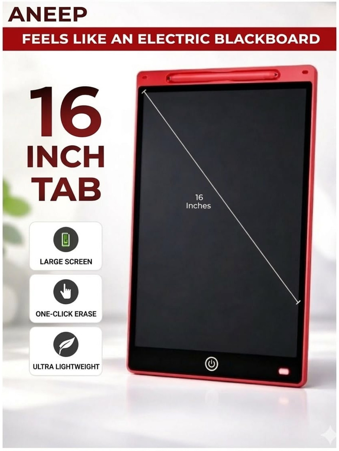 Image of Zee Plastic 16 Inch Large LCD Writing Pad Tablet Rechargeable for Kids (Multicolor)