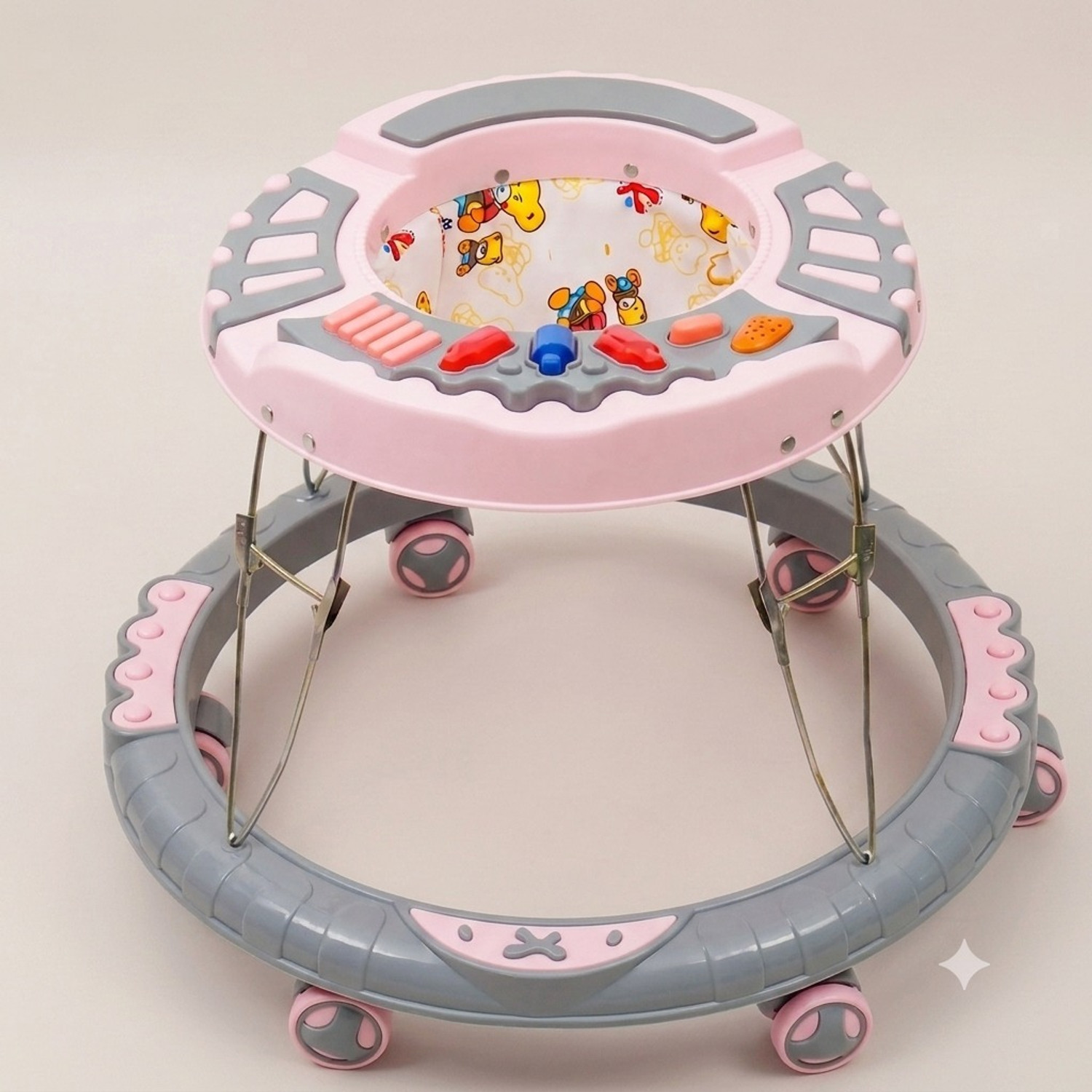 baby tone Musical Baby Walker for Kids with Comfortable Seat and Smooth Wheels (Pink) - Image 1