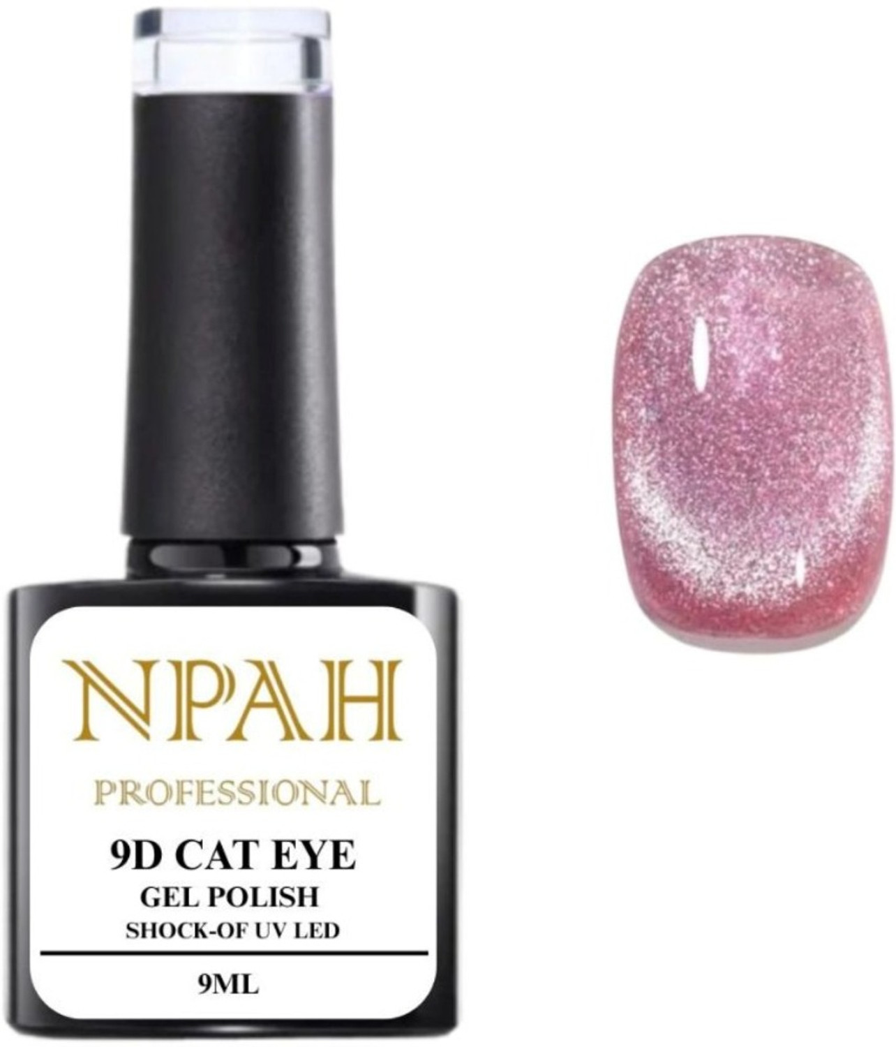 Image of NPAH Cat Eye Gel Nail Polish Set Pink Brown Glitter Holographic Salon Gel Pink
