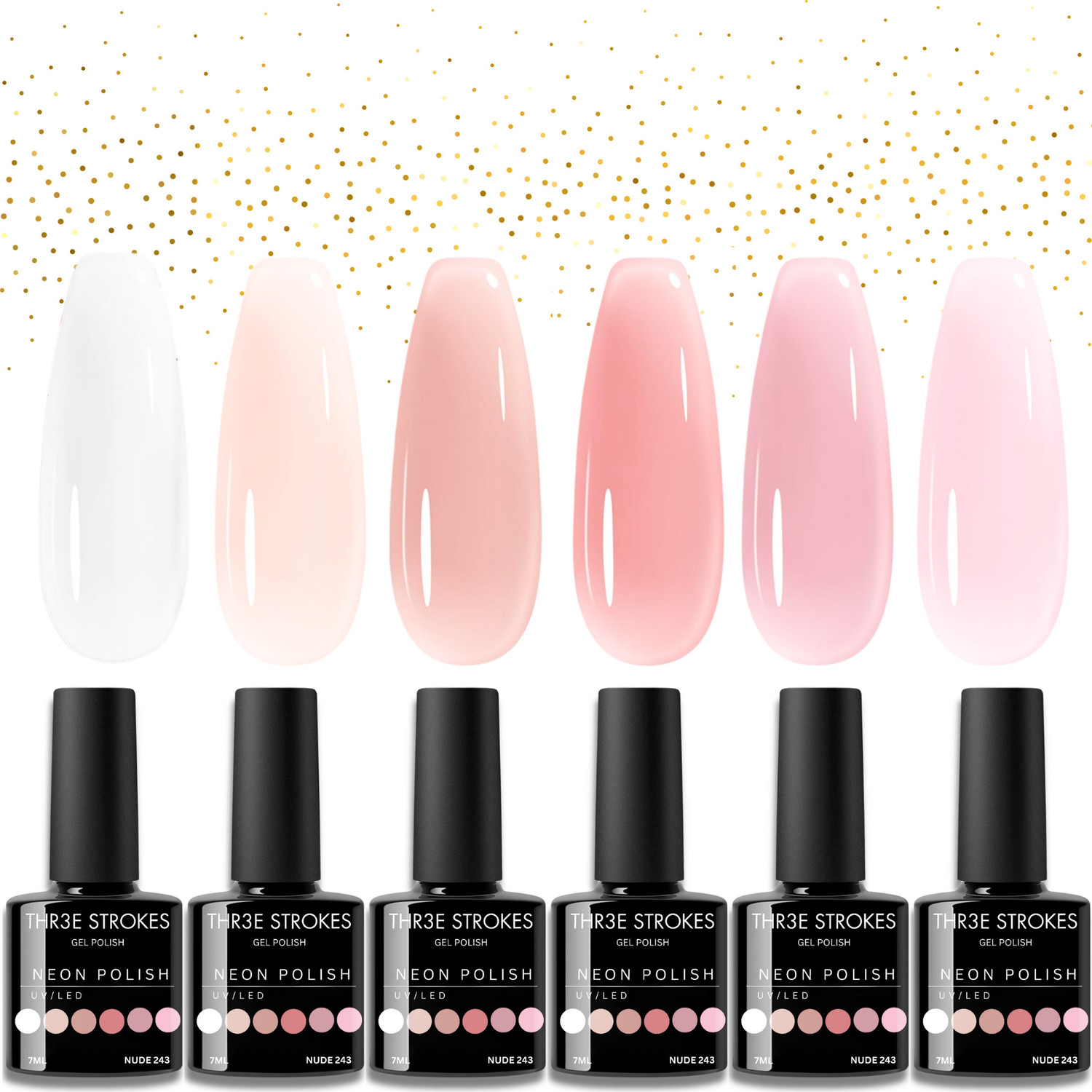 Image of NPAH Cat Eye Gel Nail Polish Set Pink Brown Glitter Holographic Salon Gel Pink