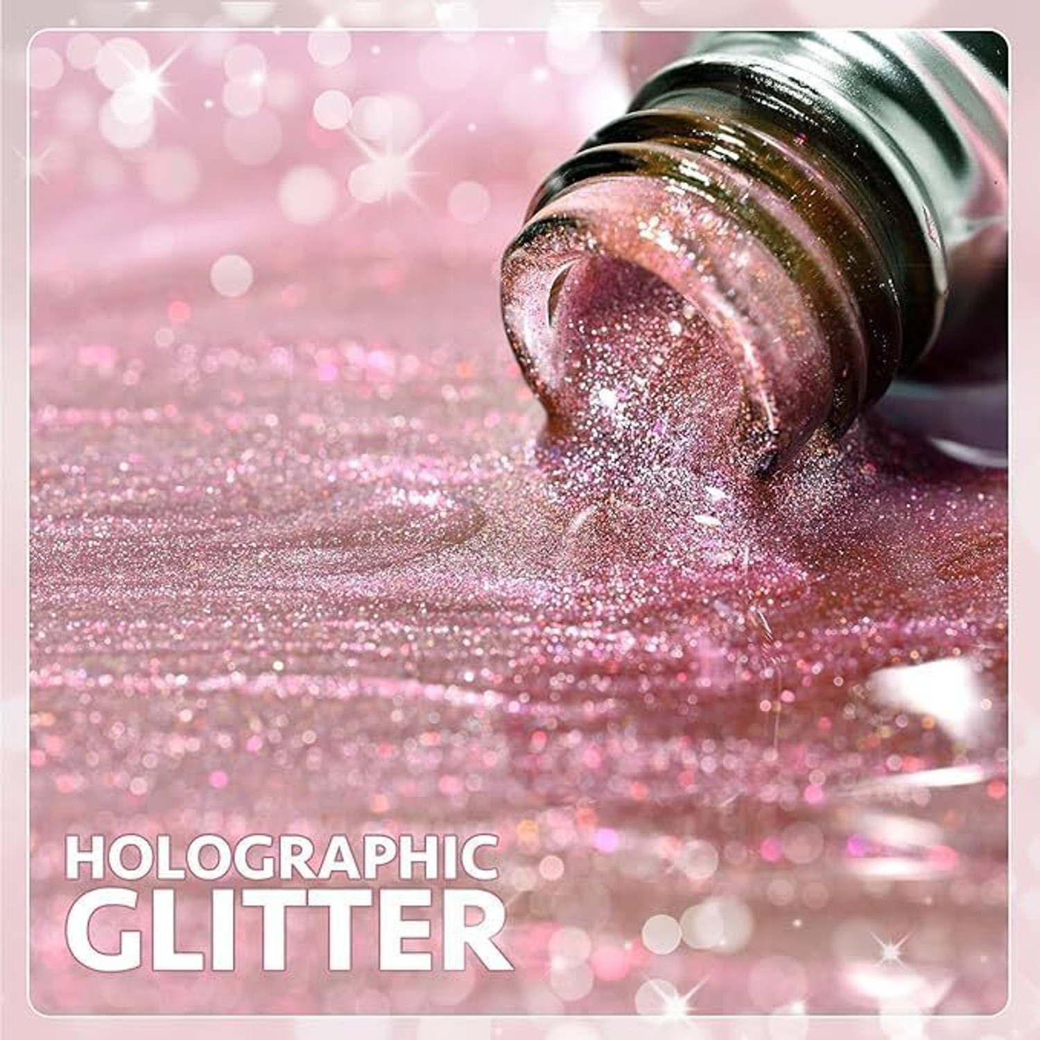 Image of NPAH Cat Eye Gel Nail Polish Set Pink Brown Glitter Holographic Salon Gel Pink