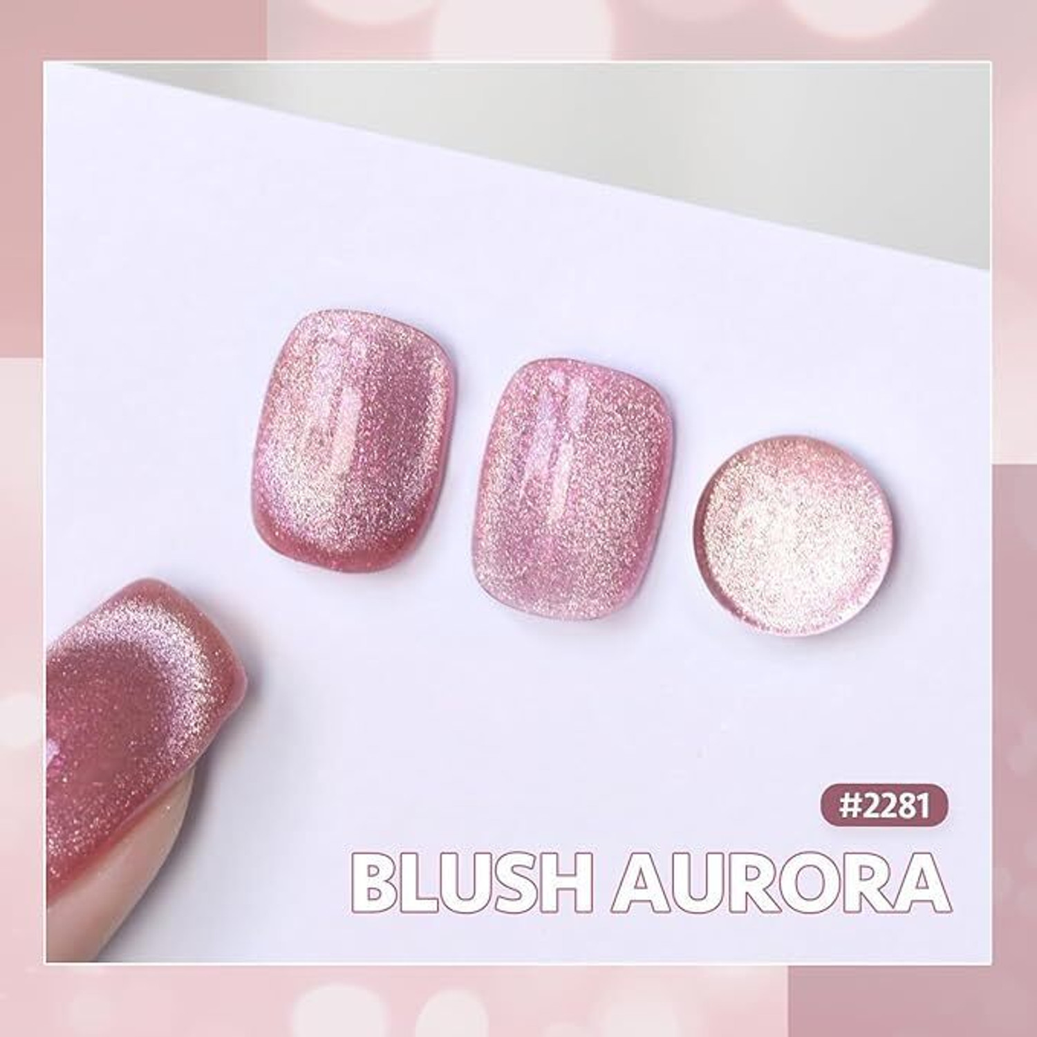 Image of NPAH Cat Eye Gel Nail Polish Set Pink Brown Glitter Holographic Salon Gel Pink