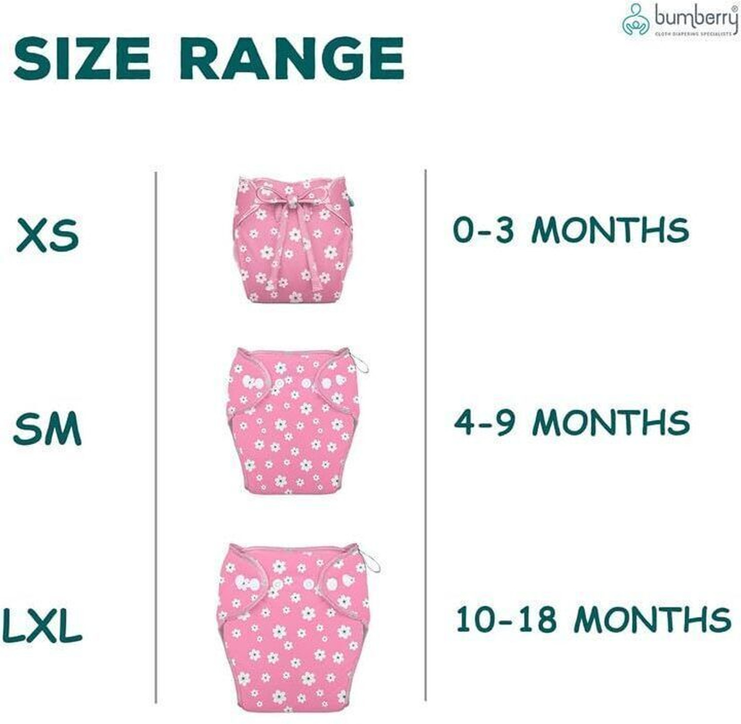 Image of bumberry Baby Smart Nappy Reusable & Adjustable Cloth Diaper For Newborn (4-9 Months)