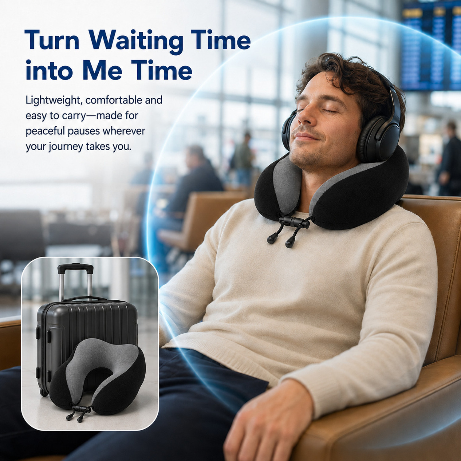 Image of Cozi Cloud Adjustable Travel Neck Pillow Neck Pillow (Black)