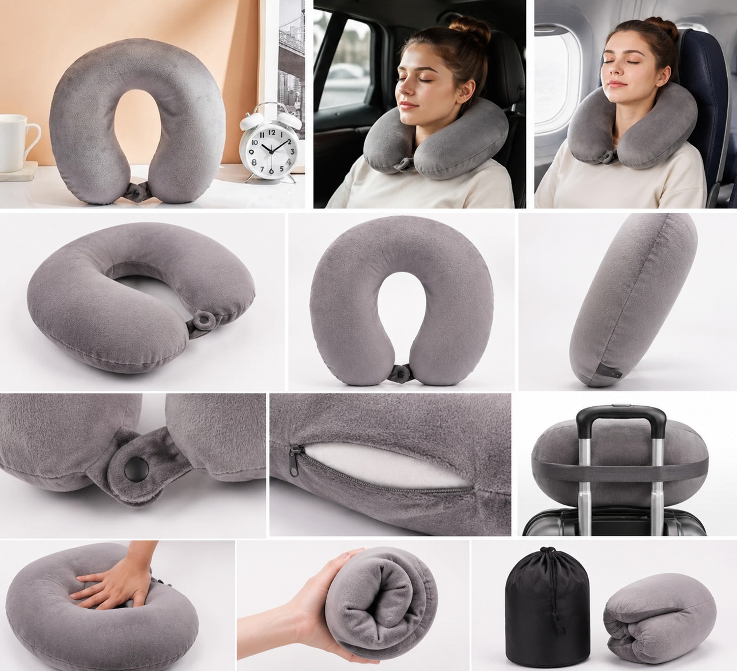 Singhkisha Travel Neck Pillow & Eye Shade (Cream) - Image 1