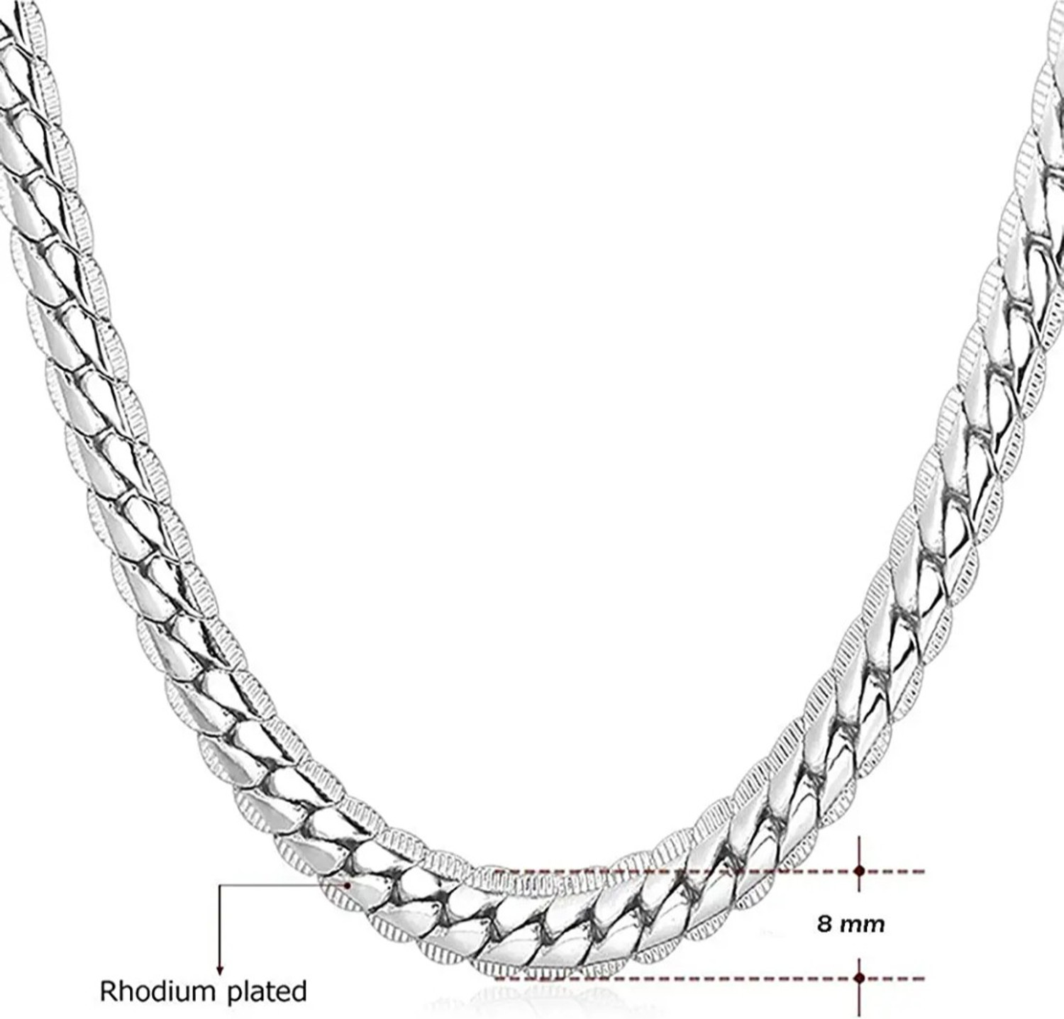 Litchi 316L Stainless Steel Silver Chain for Men - Image 1