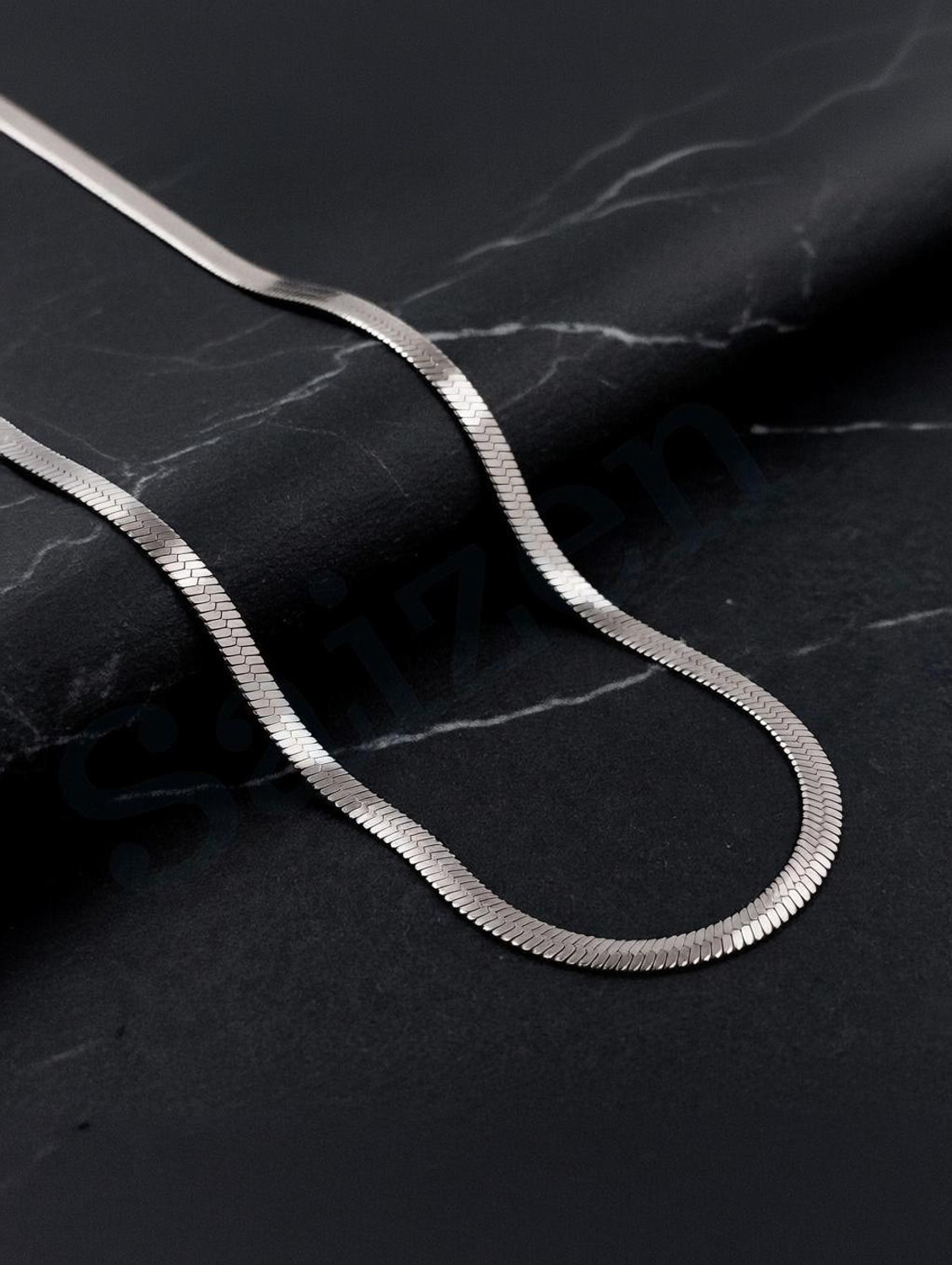 SAIIZEN Silver Snake Chain for Men and Boys - Image 1